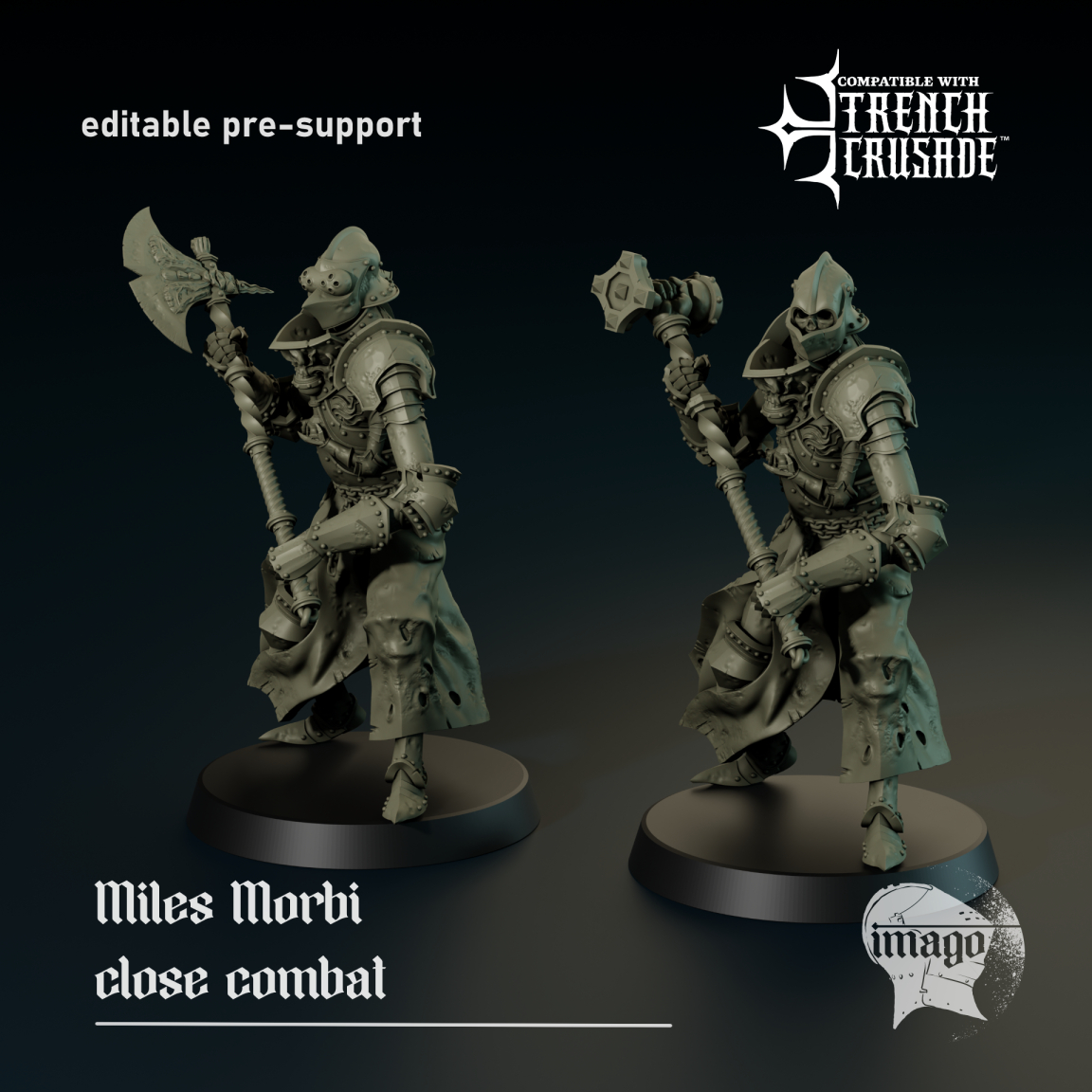 Miles Morbi - modular close combat death knight by Imago Miniatures, is a proxy for Butcher Knight, Plague Knight, in Cult of the Black Grail.
