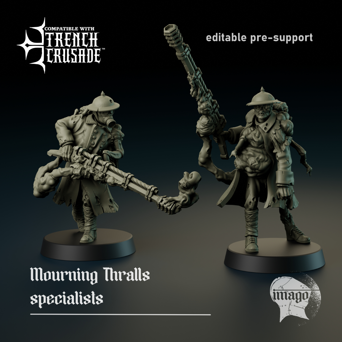 Mourning Thralls specialists by Imago Miniatures, is a proxy for Bereaved, in Cult of the Black Grail.