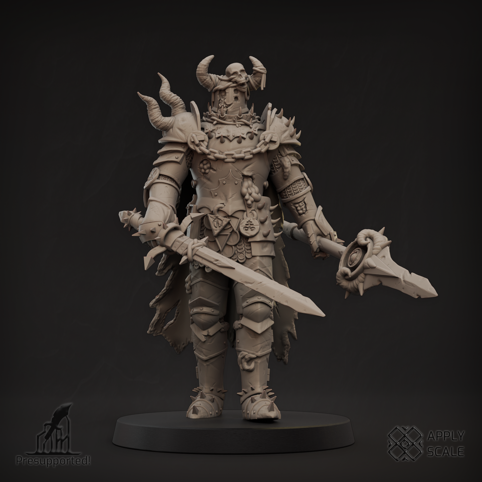 Infernal Knight 2 - Cursed Paladin - Warrior of Hell by Apply Scale, is a proxy for Hell Knight, Plague Knight, in Court of the Seven Headed Serpent, Cult of the Black Grail.