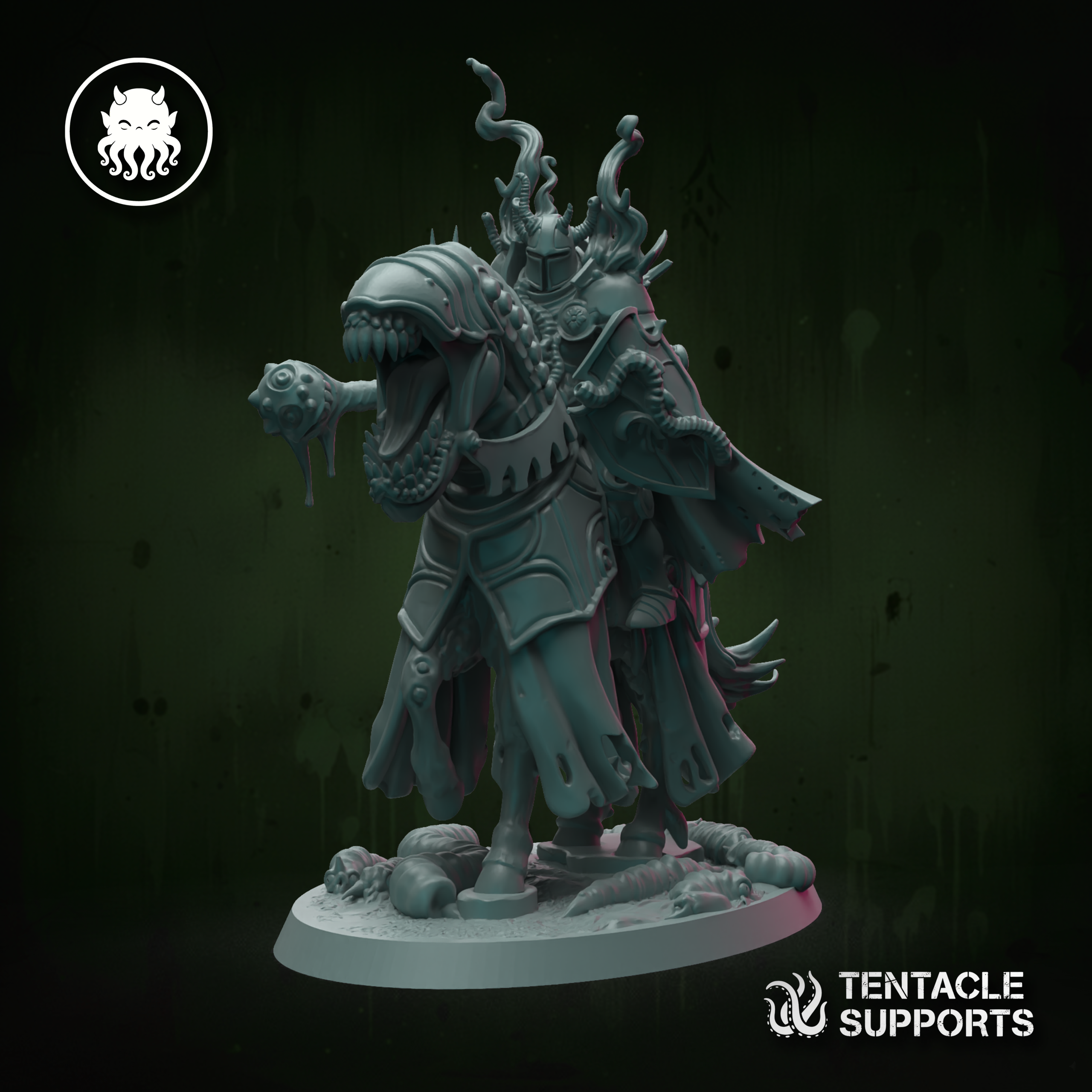 Mounted leech knight by Grumpy Demon Studio, is a proxy for Butcher Knight, in Cult of the Black Grail.