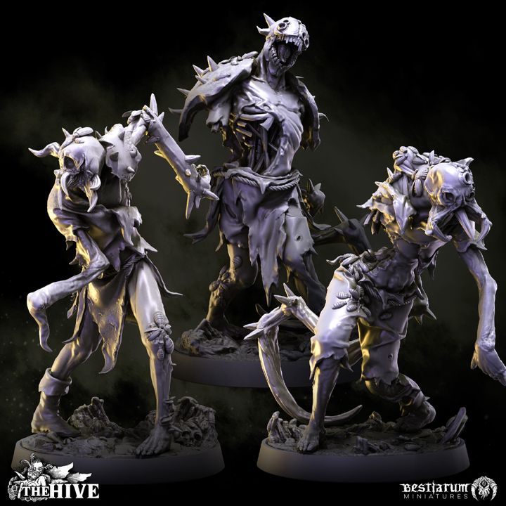 Chitin Thralls by Bestiarum Miniatures, is a proxy for Cradle Thrall, Grail Thrall, in Cult of the Black Grail.