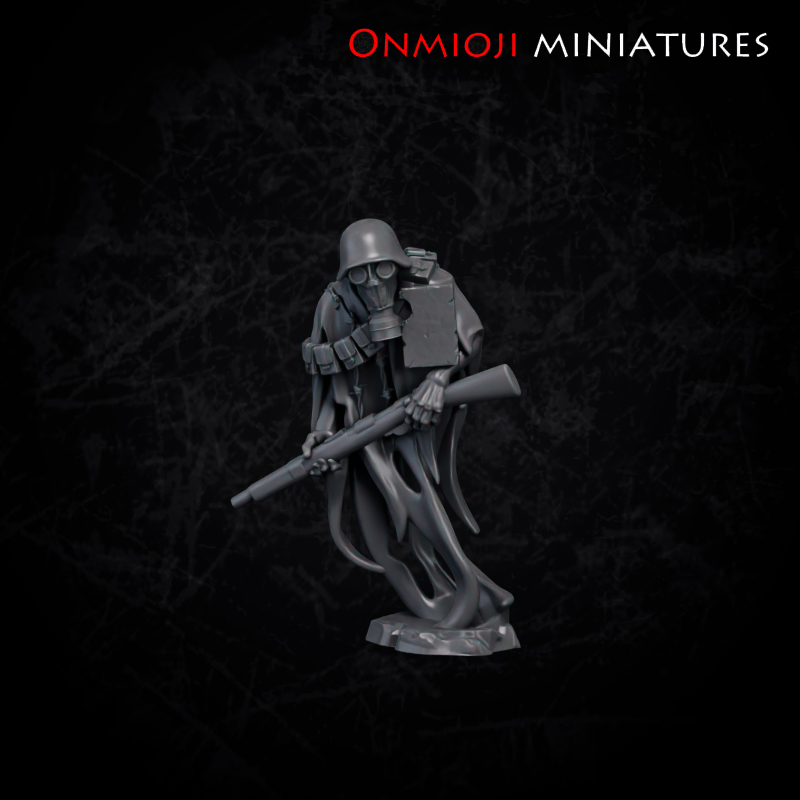 Undead soldier - 2 by Onmioji Miniatures, is a proxy for Heretic Trooper, in Heretic Legion.