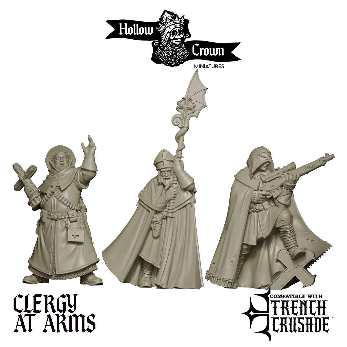 Cruciform Order of St George Clergy at Arms by Hollow Crown Miniatures, is a proxy for Sniper Priest, Trench Cleric, in The Principality of New Antioch.