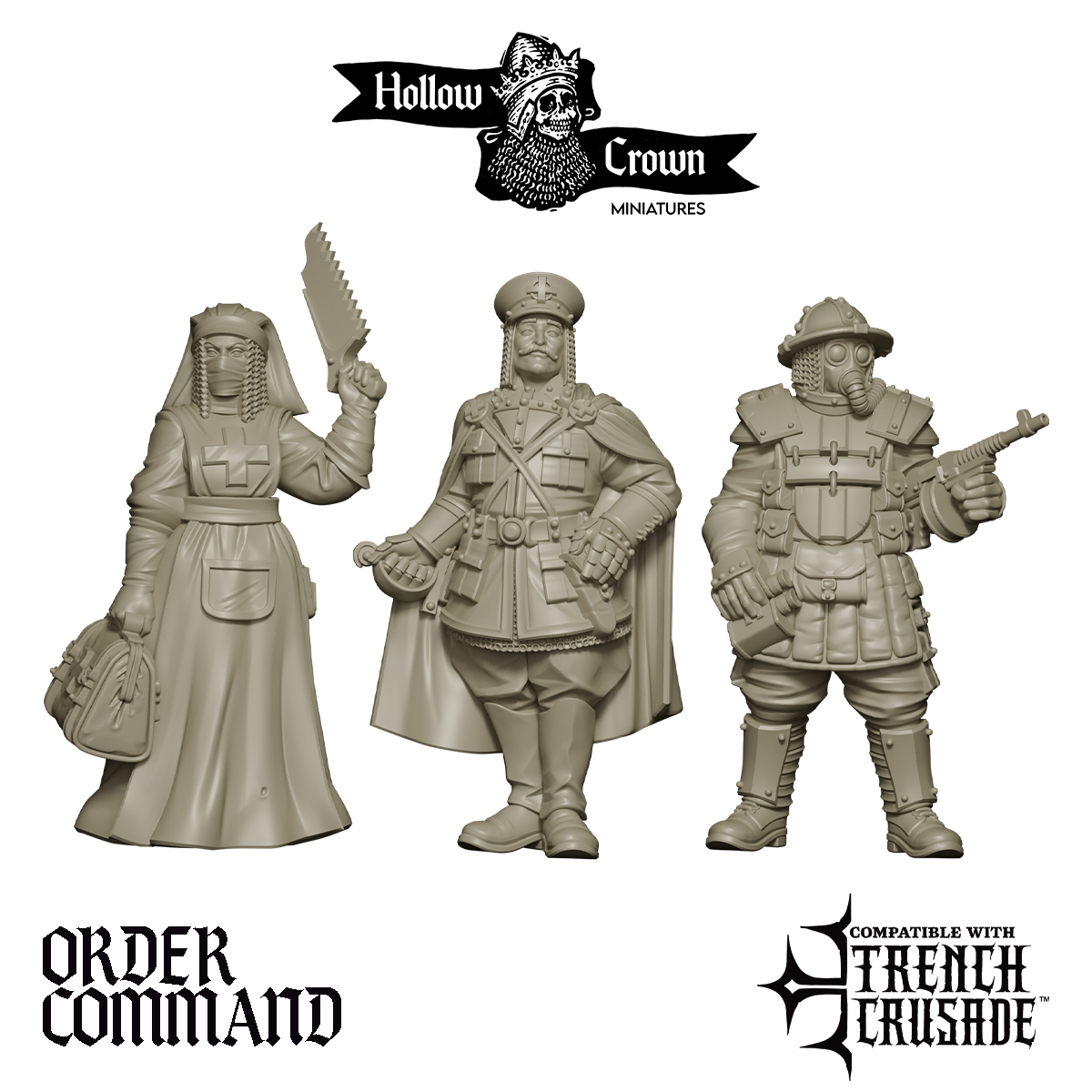 Cruciform Order of St George Command by Hollow Crown Miniatures, is a proxy for Combat Engineer, Combat Medic, Lieutenant, in The Principality of New Antioch.