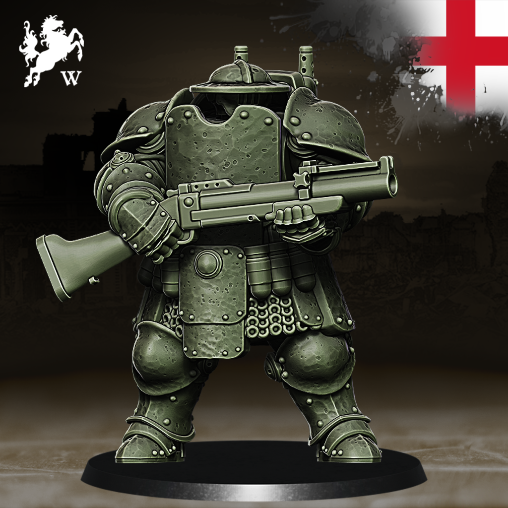 England - Walking Tank with Grenade Launcher by Westfalia Miniatures, is a proxy for Mechanised Heavy Infantry, in The Principality of New Antioch.