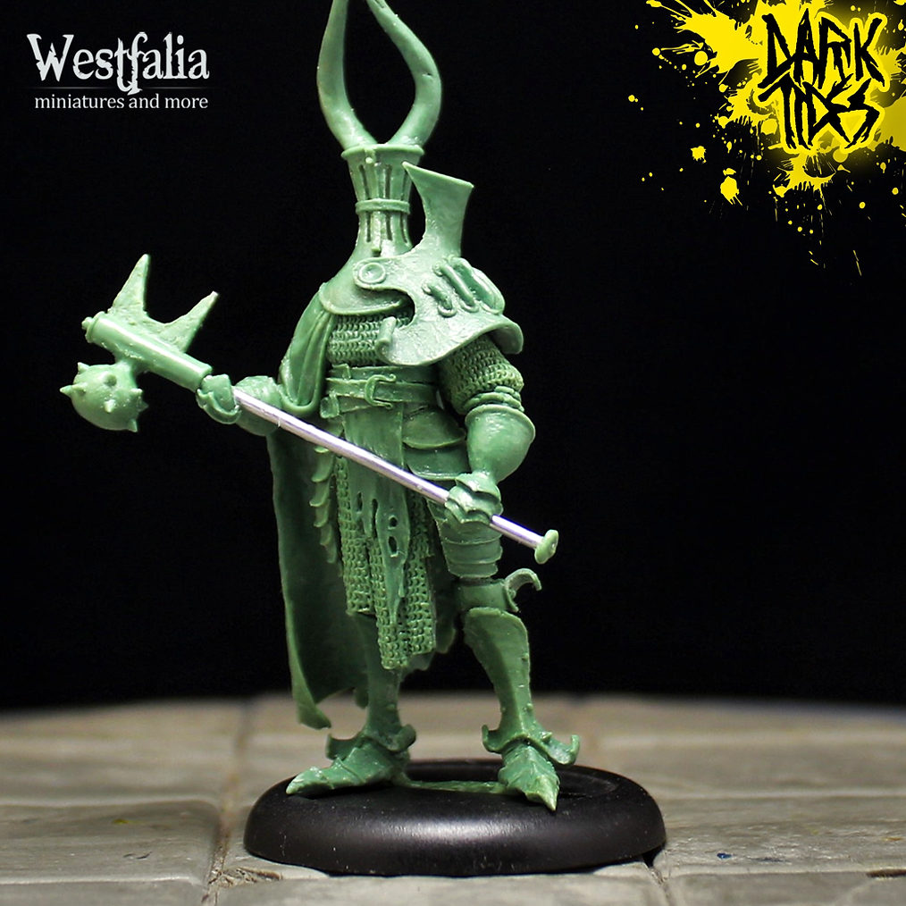 Furcht by Westfalia Miniatures, is a proxy for Anointed Heavy Infantry, Butcher Knight, Hell Knight, Plague Knight, in Court of the Seven Headed Serpent, Cult of the Black Grail, Heretic Legion.