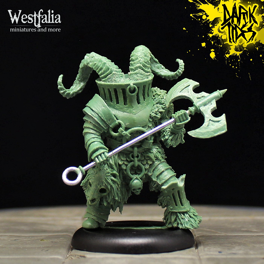 Hitze by Westfalia Miniatures, is a proxy for Anointed Heavy Infantry, Butcher Knight, Hell Knight, Plague Knight, in Court of the Seven Headed Serpent, Cult of the Black Grail, Heretic Legion.