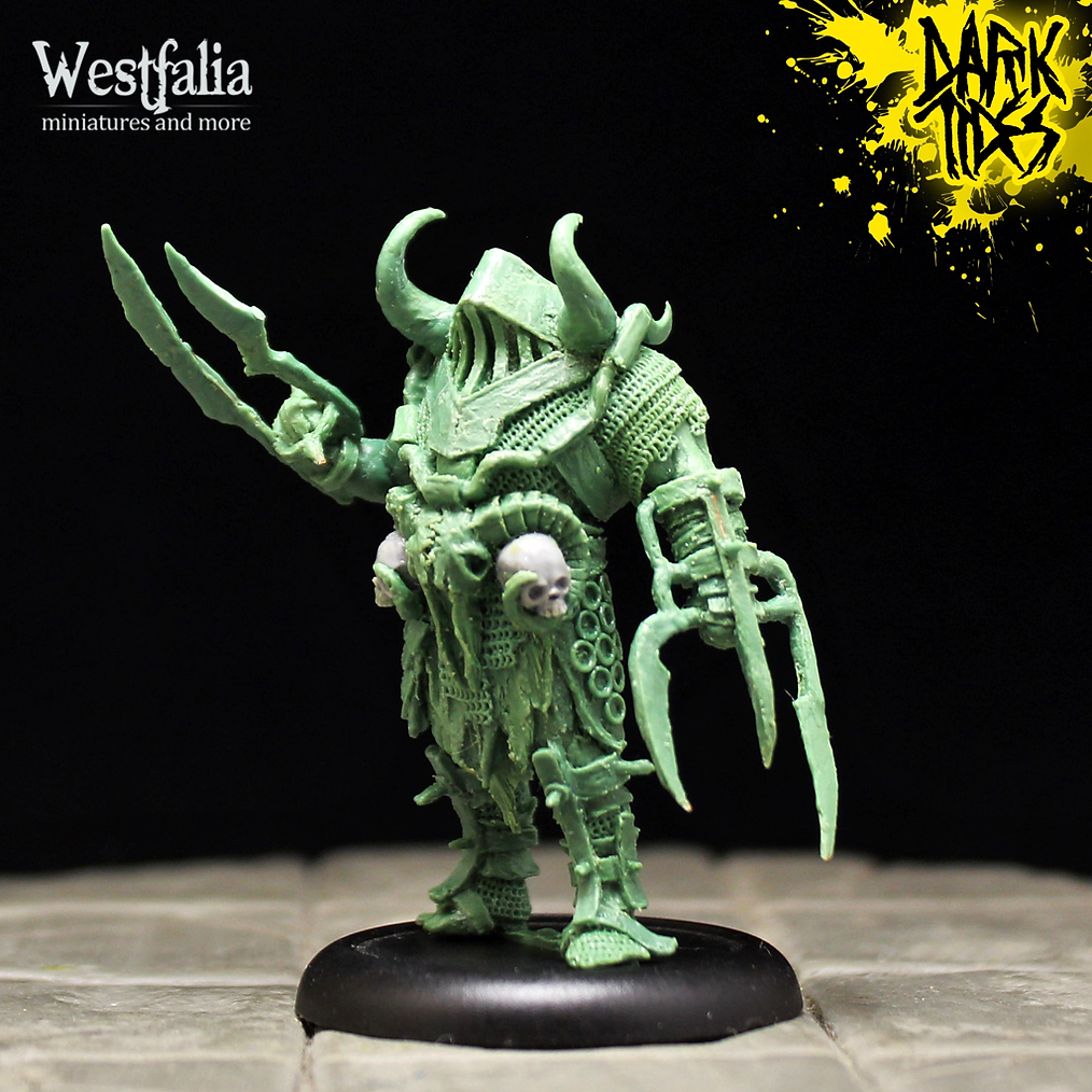 Messers by Westfalia Miniatures, is a proxy for Anointed Heavy Infantry, Butcher Knight, Death Commando, Goetic Warlock, Hell Knight, in Court of the Seven Headed Serpent, Cult of the Black Grail, Heretic Legion.