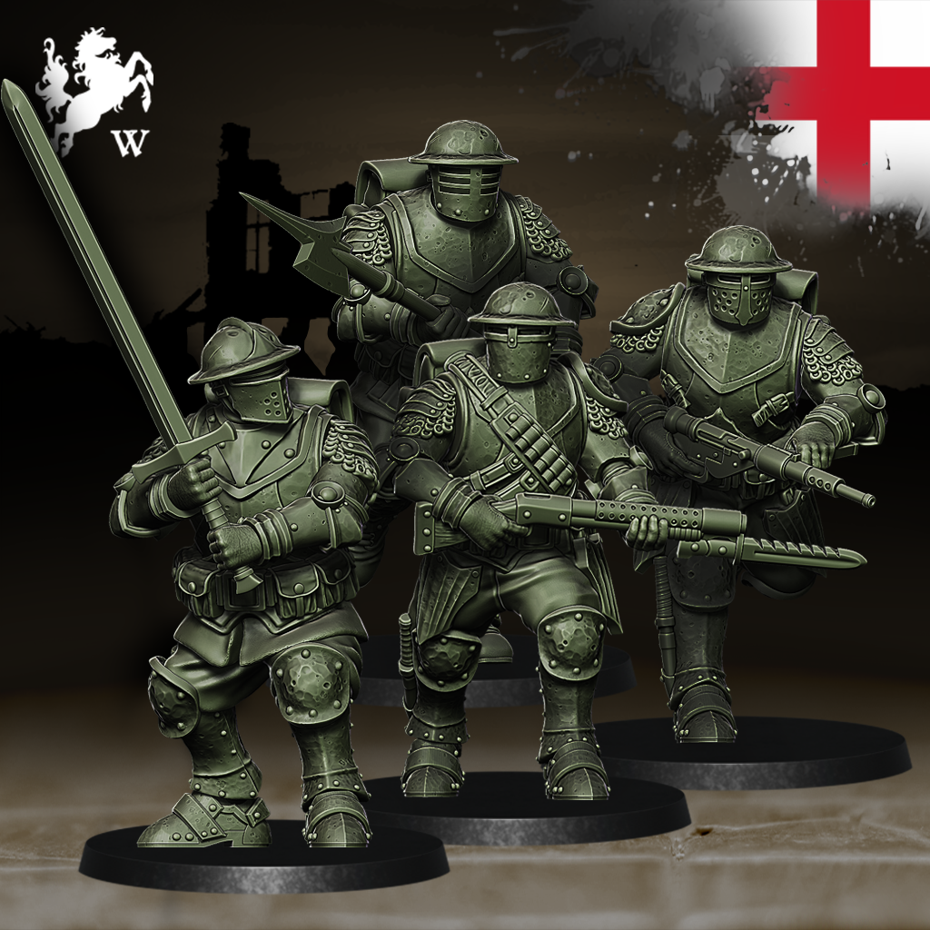 England - Shock Troopers by Westfalia Miniatures, is a proxy for Shocktrooper, in The Principality of New Antioch.