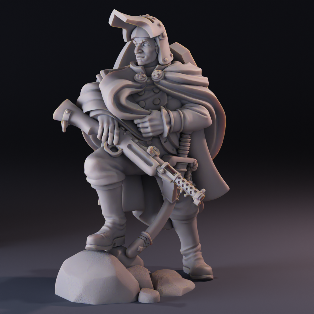 Lieutnant Washington, New Antioch Leader for Trench Crusade by MikeEvansArt, is a proxy for Lieutenant, in The Principality of New Antioch.