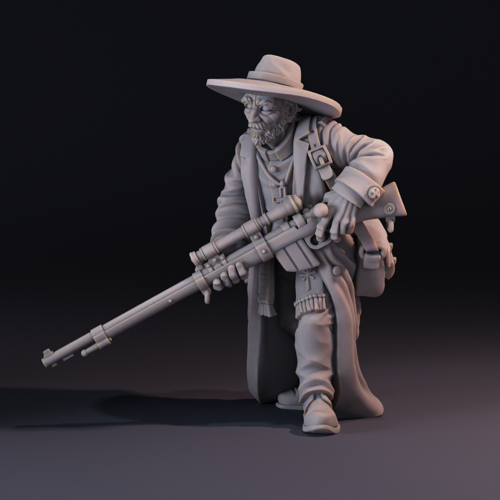 Sniper Priest Thorne, New Antioch Soldier for Trench Crusade by Michael Evans, is a proxy for Sniper Priest, in The Principality of New Antioch.