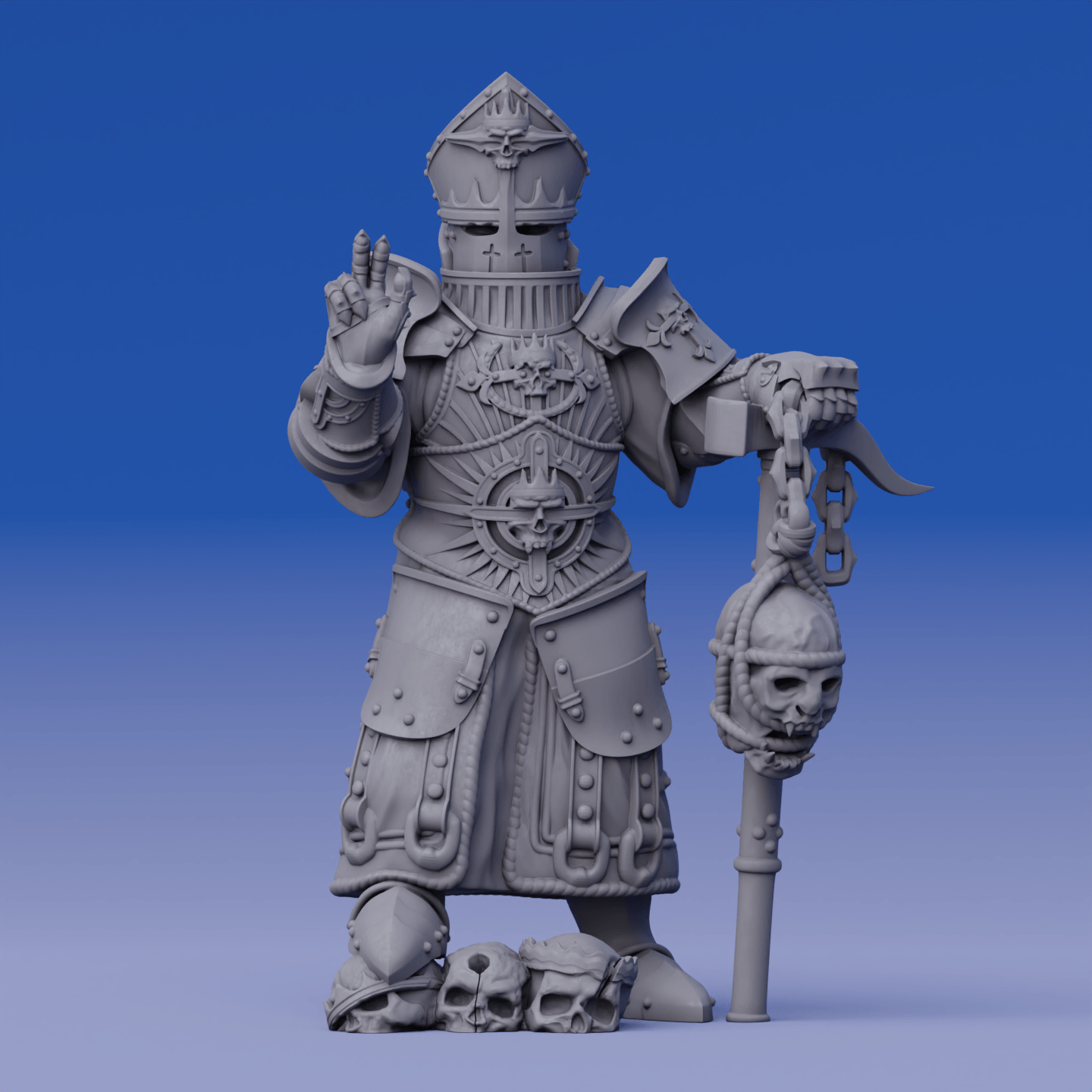 king Slayer by MOMminiatures, is a proxy for Trench Cleric, in The Principality of New Antioch.