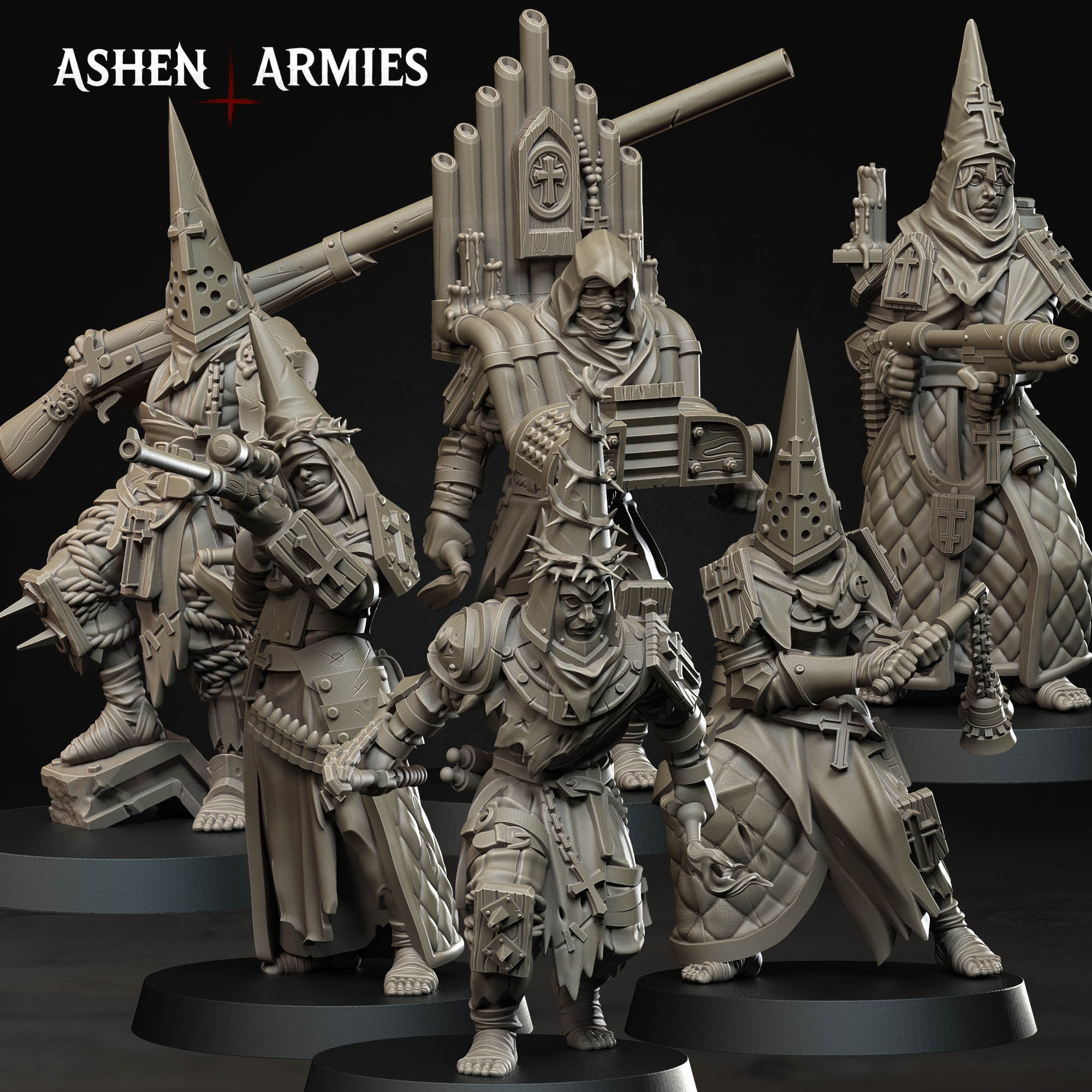 Bleeding Procession - Trench Pilgrims (6 Models) (22 Vers.) by Ashen Armies, is a proxy for Castigator, Trench Pilgrim, in Trench Pilgrims.