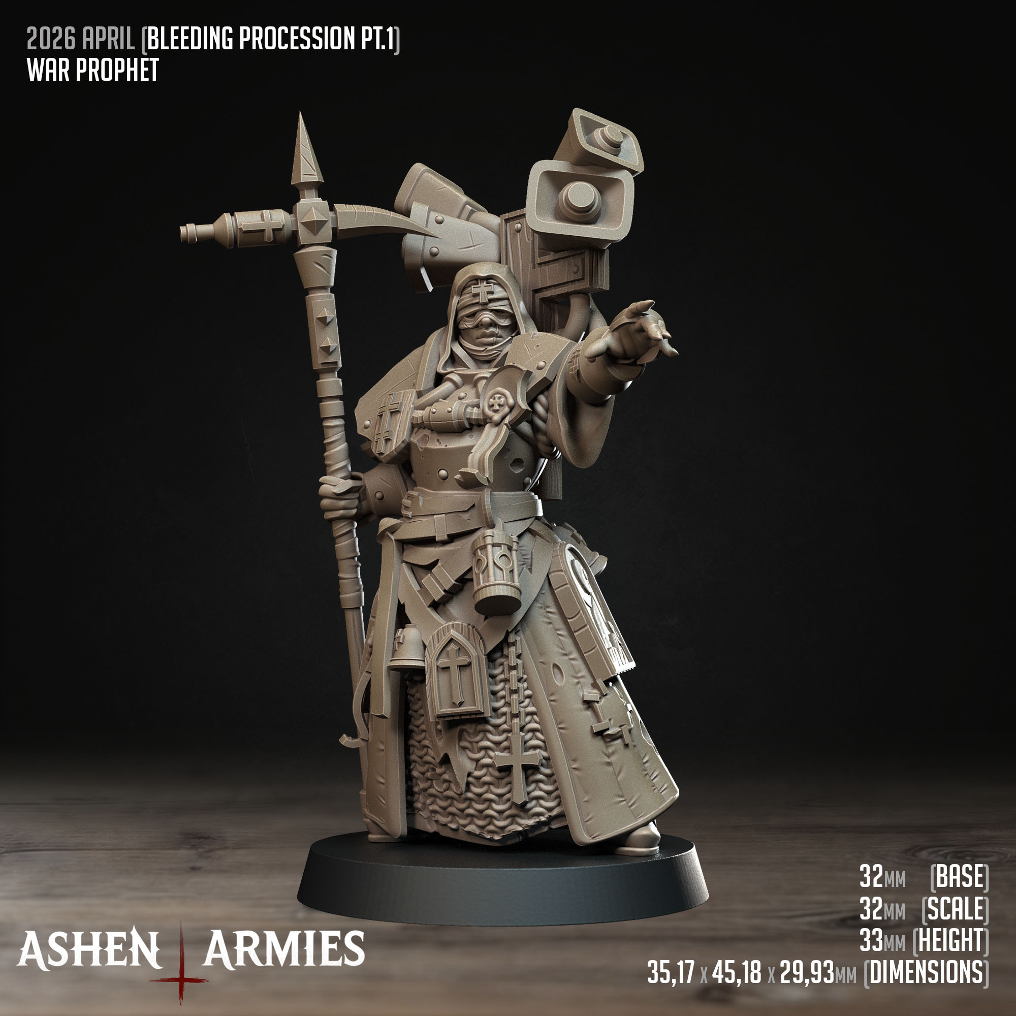Bleeding Procession - War Prophet (4 Versions) (Modular Kit) by Ashen Armies - Image 2