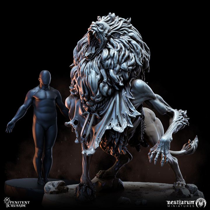 Manticorac Stalker by Bestiarum Miniatures, is a proxy for Lion of Jabir, in Iron Sultanate.