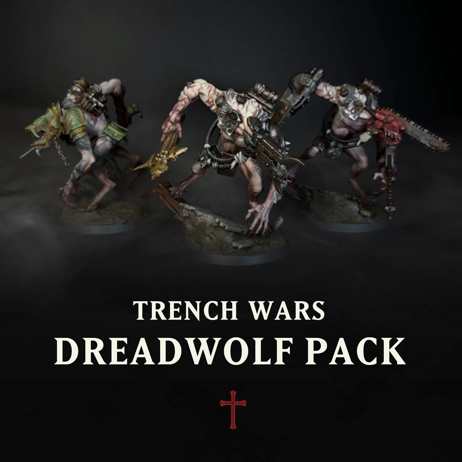 Dreadwolf Pack - 3 Miniature Bundle by GRIMHOLD, is a proxy for War Wolf Assault Beast, in Heretic Legion.