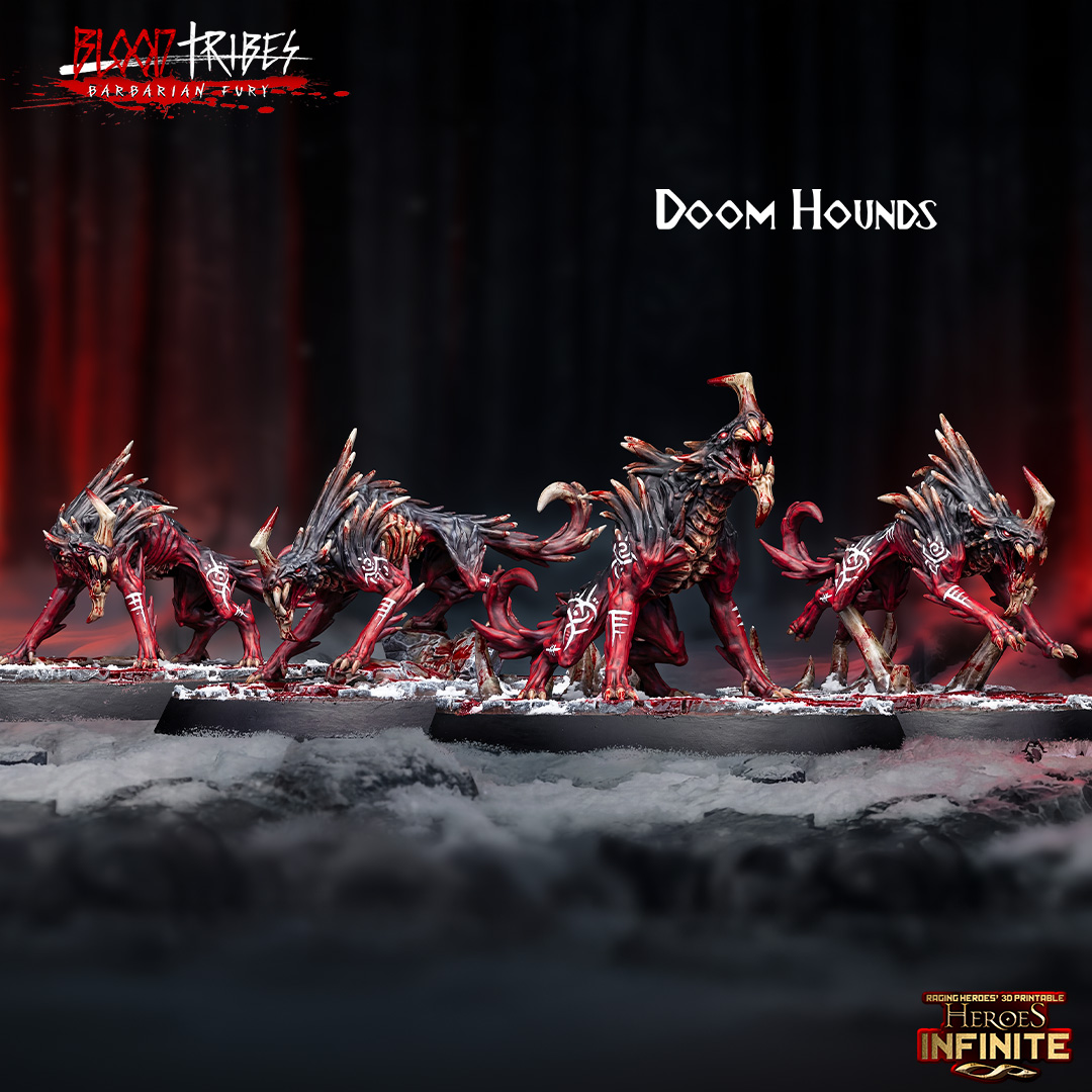 Doom Hounds by Heroes Infinite, is a proxy for Hound of the Black Grail, Trench Dog (hell Hound), in Court of the Seven Headed Serpent, Cult of the Black Grail.