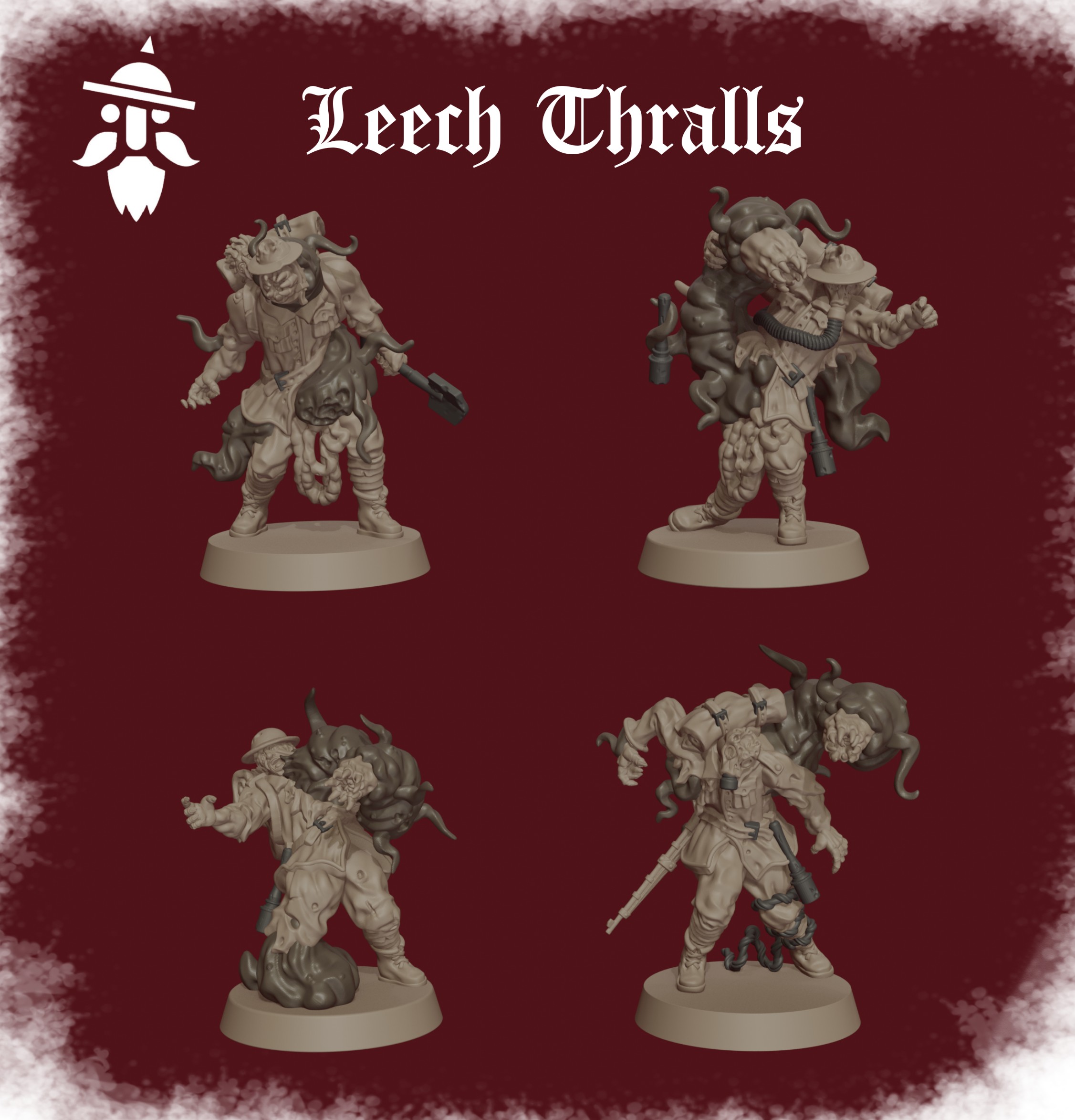 Leech Thralls by DWARFSMINIS, is a proxy for Corpse Guard, Cradle Fly Thrall, Fly Bereaved, Fly Thrall, Grail Thrall, Heretic Trooper, in Cult of the Black Grail, Heretic Legion.