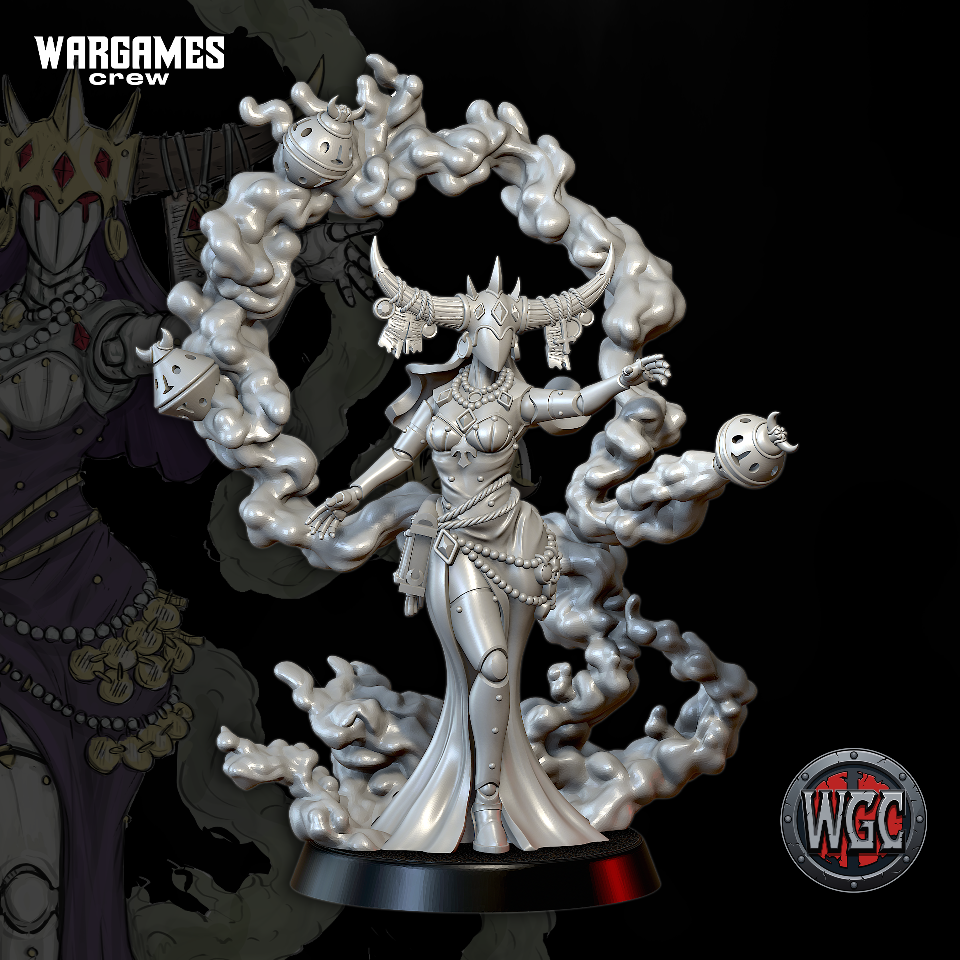 Suffocation Assessor Bomb-Witch by WargamesCrew, is a proxy for Artillery Witch, in Heretic Legion.