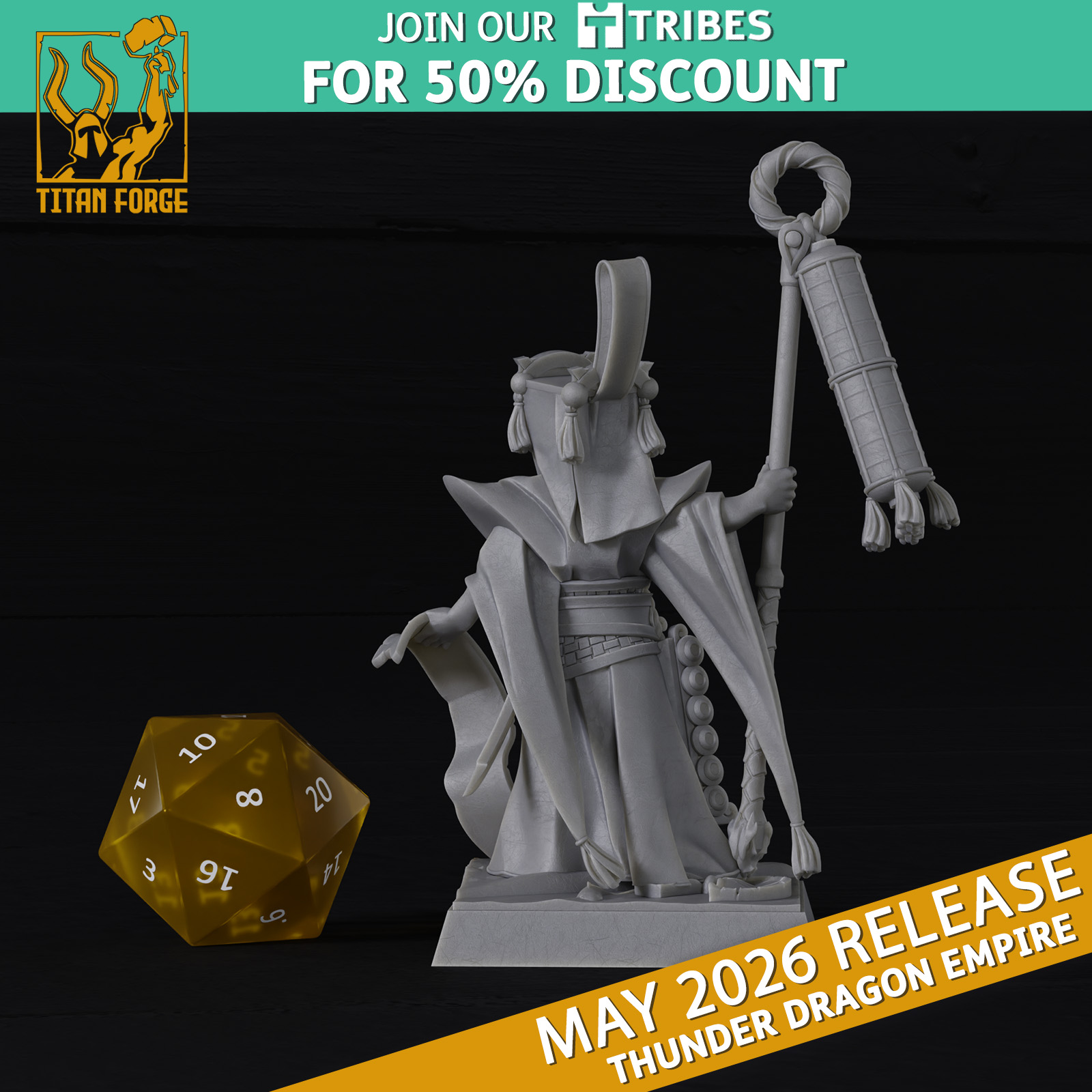 Thunder Mage - Thunder Dragon Empire - Titan Forge Miniatures May 2026 by Titan Forge Miniatures - Image 2