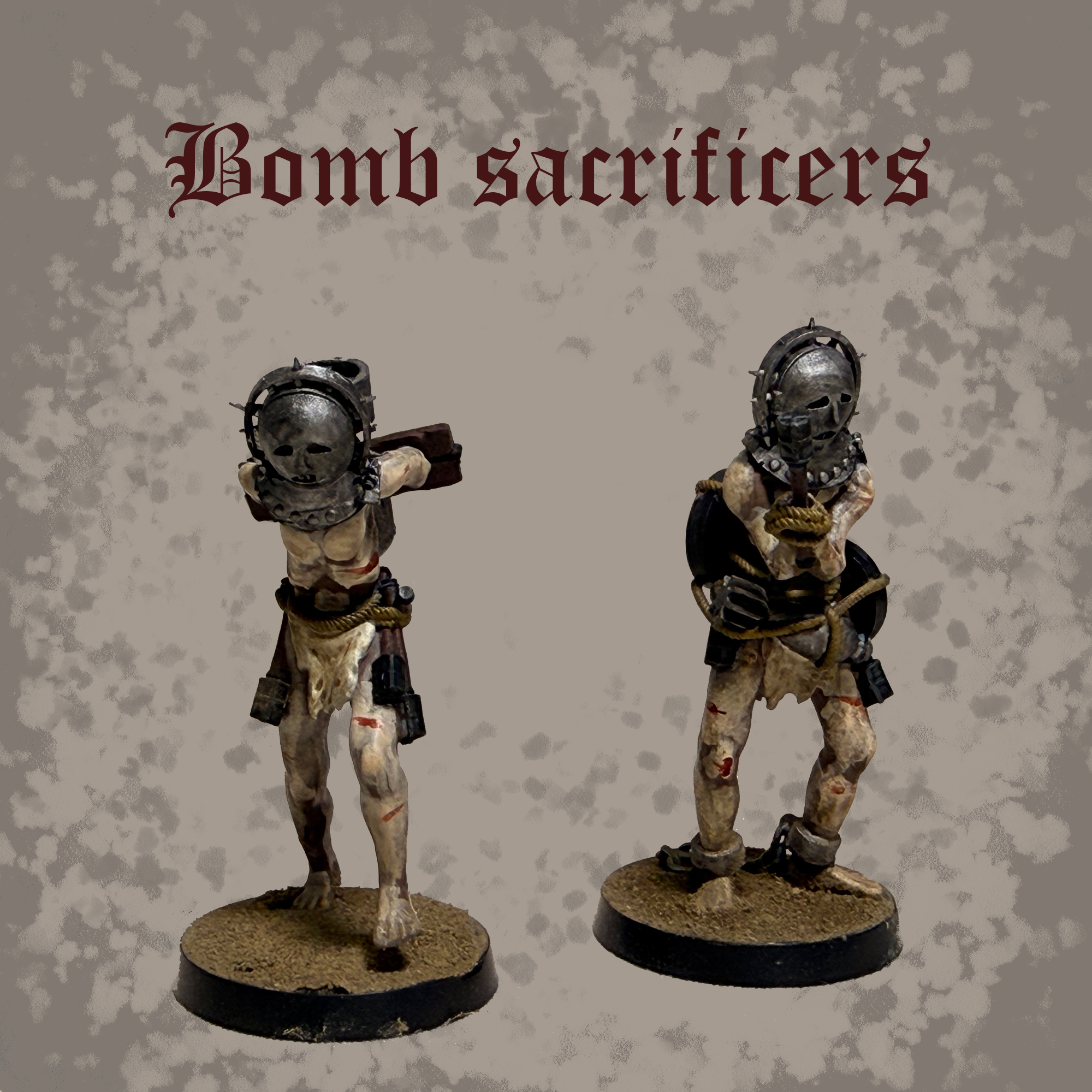 Bomb sacrificers by Corvux, is a proxy for Trench Crusade models, in Trench Crusade factions.