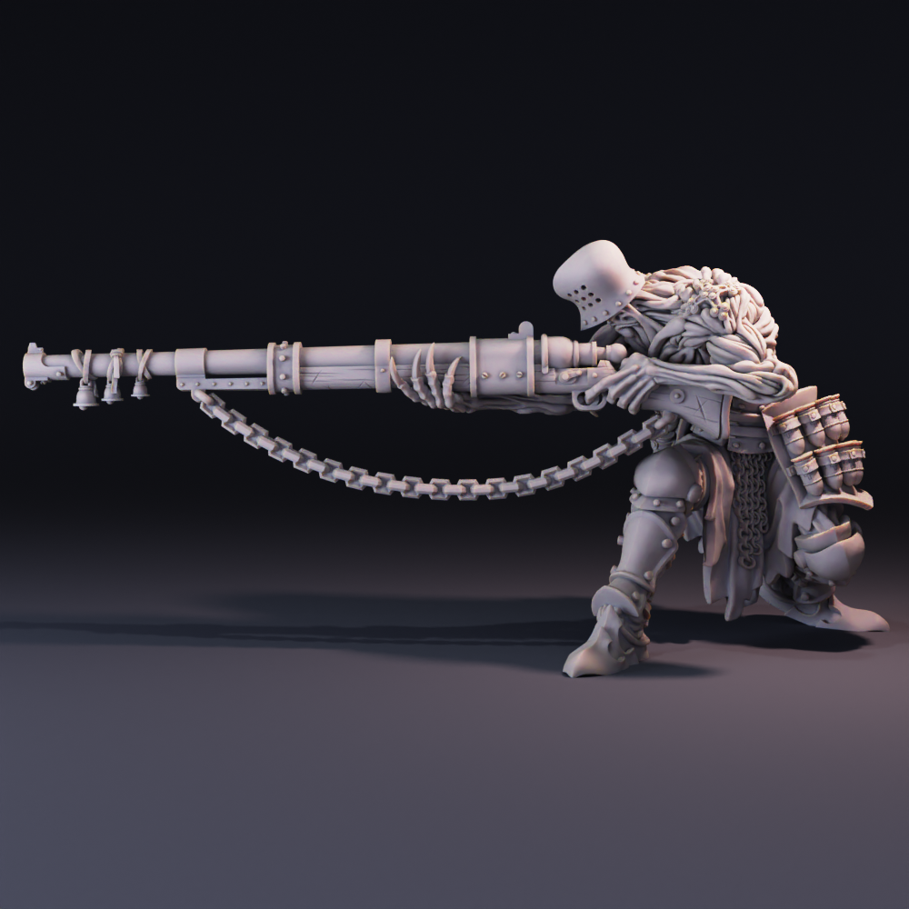 Communicant Anti-Tank Hunter Dolminus, Mercenary soldier for Trench Crusade by Michael Evans, is a proxy for Communicant Anti-Tank Hunter, in Trench Pilgrims.