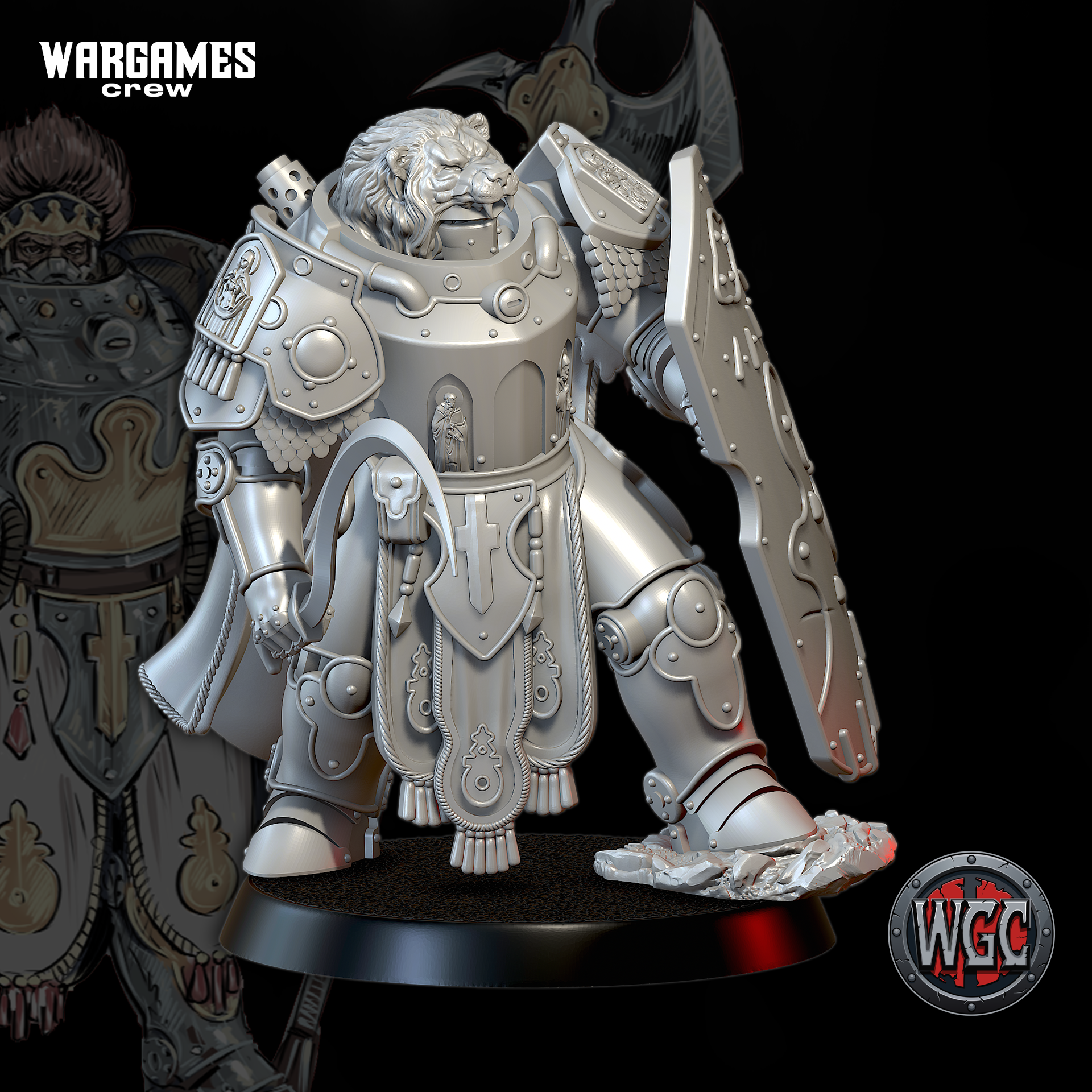 Chewa Lieutenant in Heavy Lionheart Armor by WargamesCrew, is a proxy for Holy Warrior, Lieutenant, Mechanised Heavy Infantry, in The Principality of New Antioch.