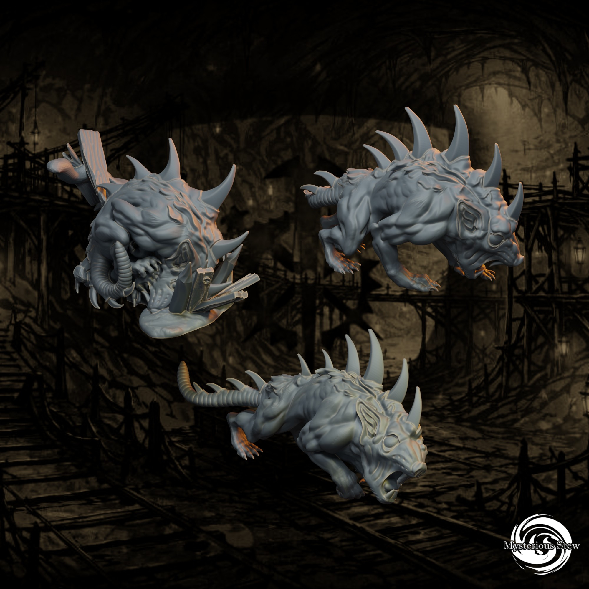 Aberrant rat hounds by MysteriousStew, is a proxy for Hound of the Black Grail, in Cult of the Black Grail.