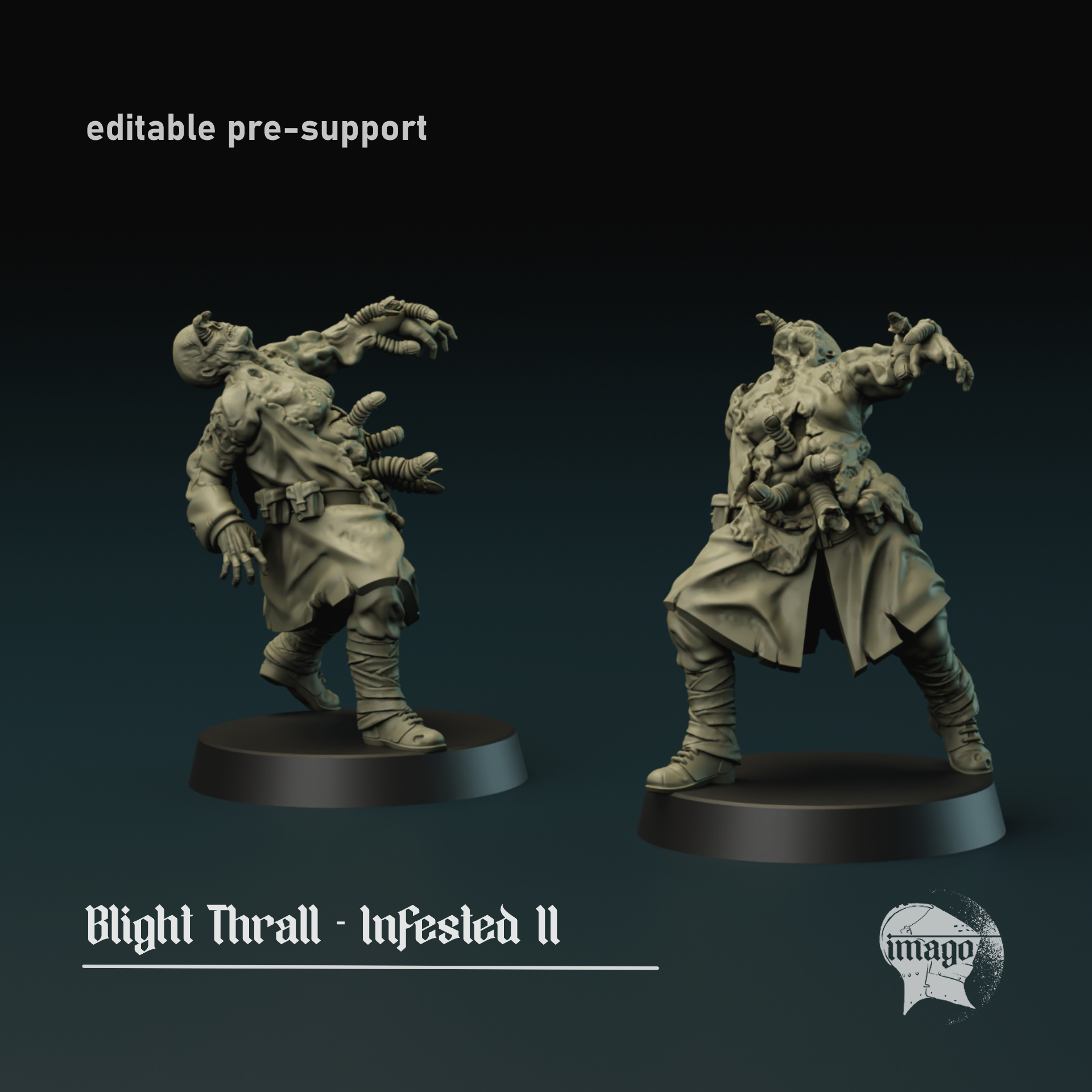 Blight Thrall - Infested 2 by Imago Miniatures, is a proxy for Grail Thrall, in Cult of the Black Grail.