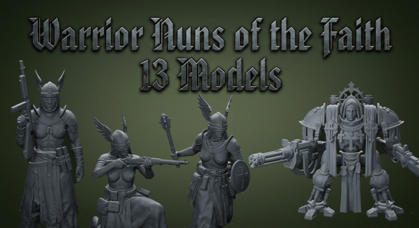Blind Warrior Nun with Rifle – 32mm Grimdark Miniature for Wargames and RPGs by AlbusMiles - Image 4