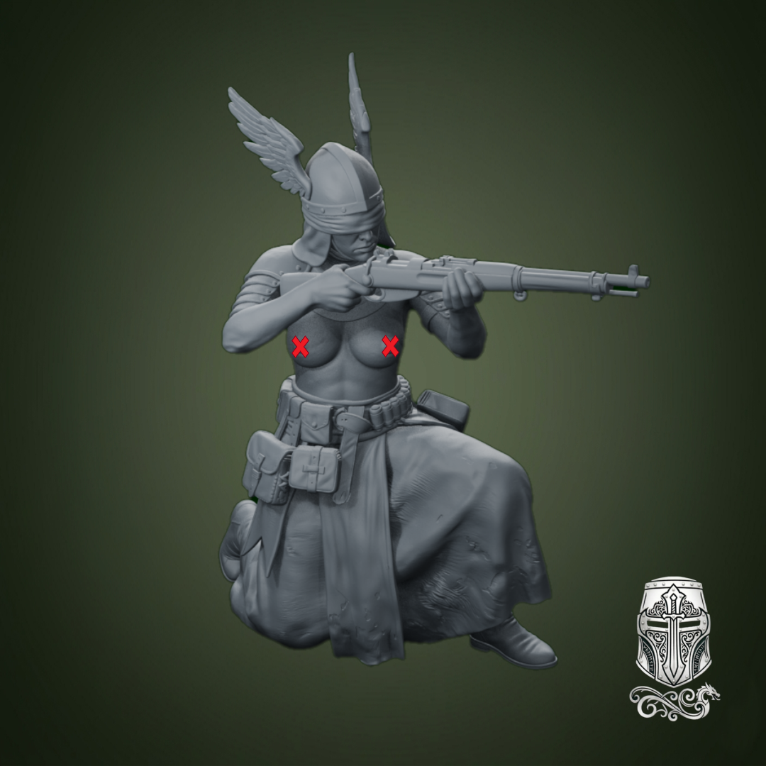 Blind Warrior Nun with Rifle – 32mm Grimdark Miniature for Wargames and RPGs by AlbusMiles - Image 3