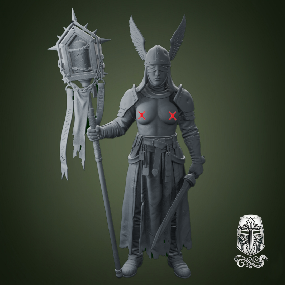 Blind Warrior Nun Standard Bearer – 32mm Grimdark Miniature for Wargames and RPGs by AlbusMiles - Image 3
