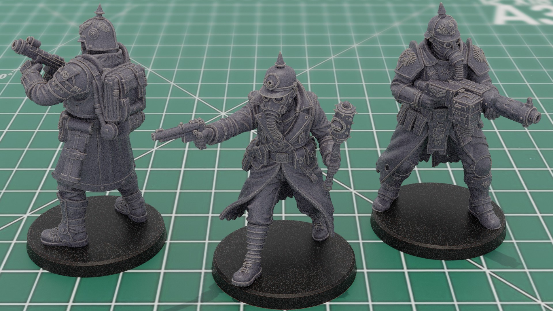 Grimdark Future Panzer Gothic Prussian Command Squad by 3DModelFoundry, is a proxy for Lieutenant, Shocktrooper, Yeoman, in The Principality of New Antioch.