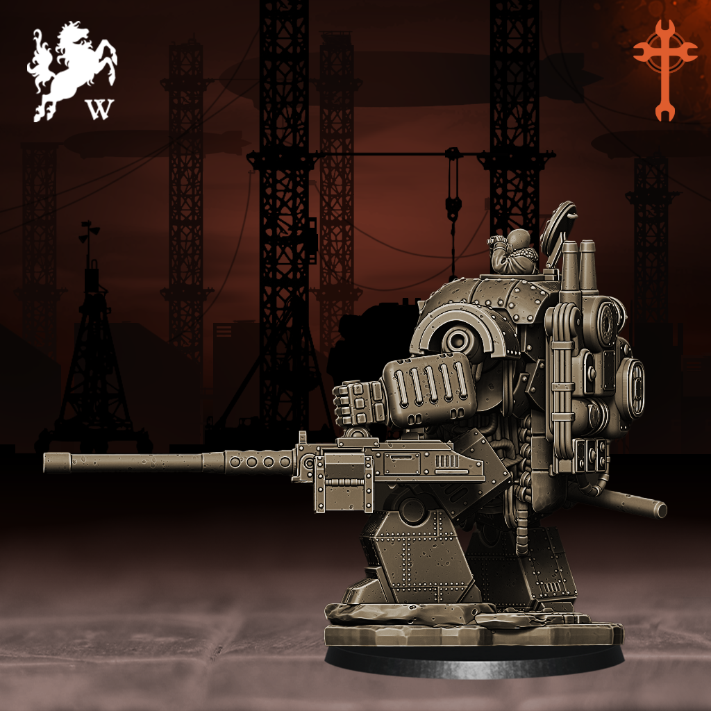 Engineers - Mech Autocannon by Westfalia Miniatures, is a proxy for Mechanised Heavy Infantry, in The Principality of New Antioch.