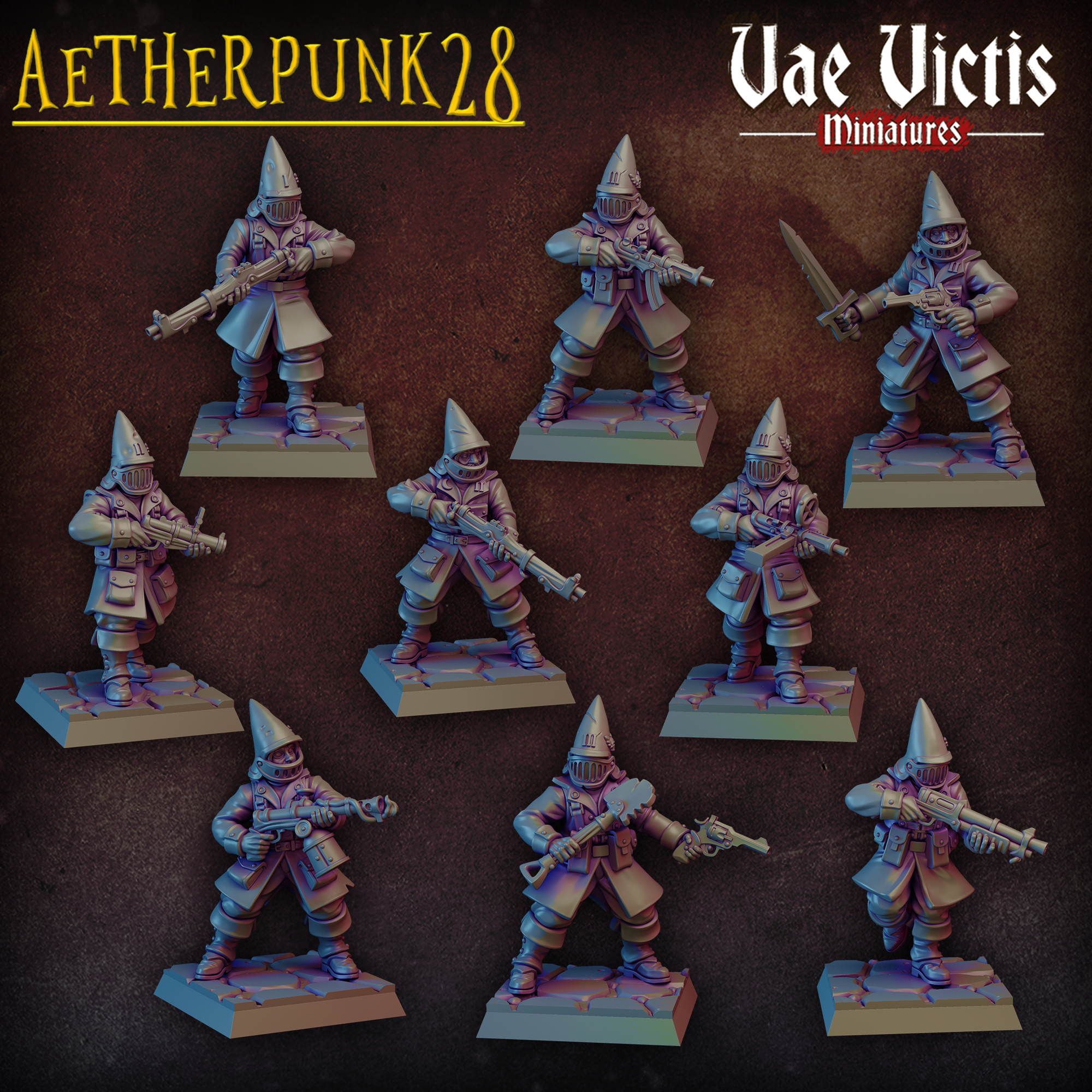 Aetherpunk 28 collaboration : Modular set by Vae Victis Miniatures, is a proxy for Trench Pilgrim, in Trench Pilgrims.