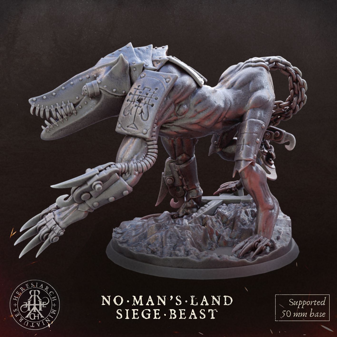 No Man’s Land Siege Beast by HeresiarchMiniatures, is a proxy for War Wolf Assault Beast, in Heretic Legion.