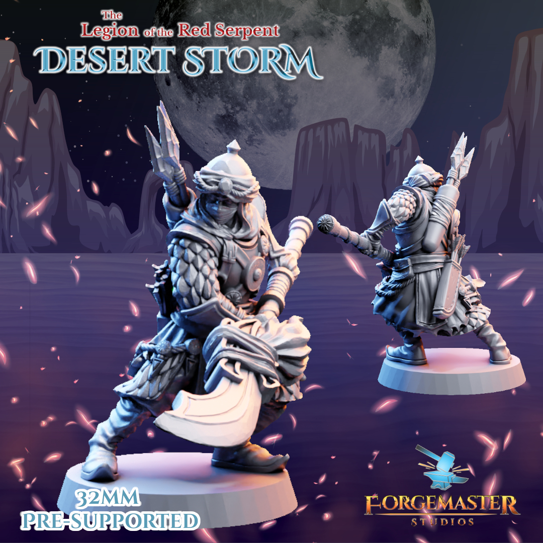 Desert Polearm  Warriors - Desert Shadow Polearm Poses by Forgemaster Studios - Image 2