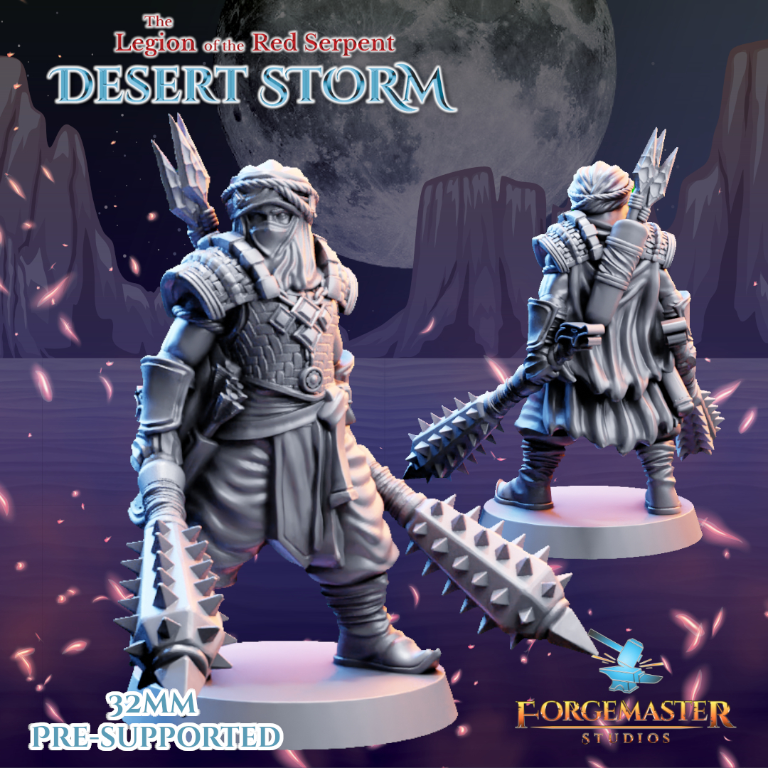 Desert Dual Mace Warriors - Desert Shadow Dual Mace Poses by Forgemaster Studios - Image 3