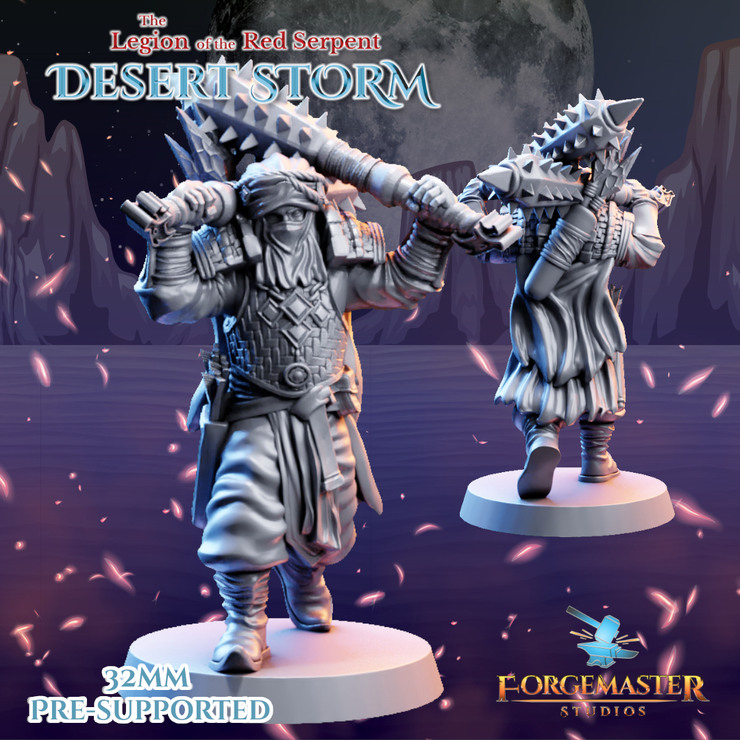 Desert Dual Mace Warriors - Desert Shadow Dual Mace Poses by Forgemaster Studios - Image 5