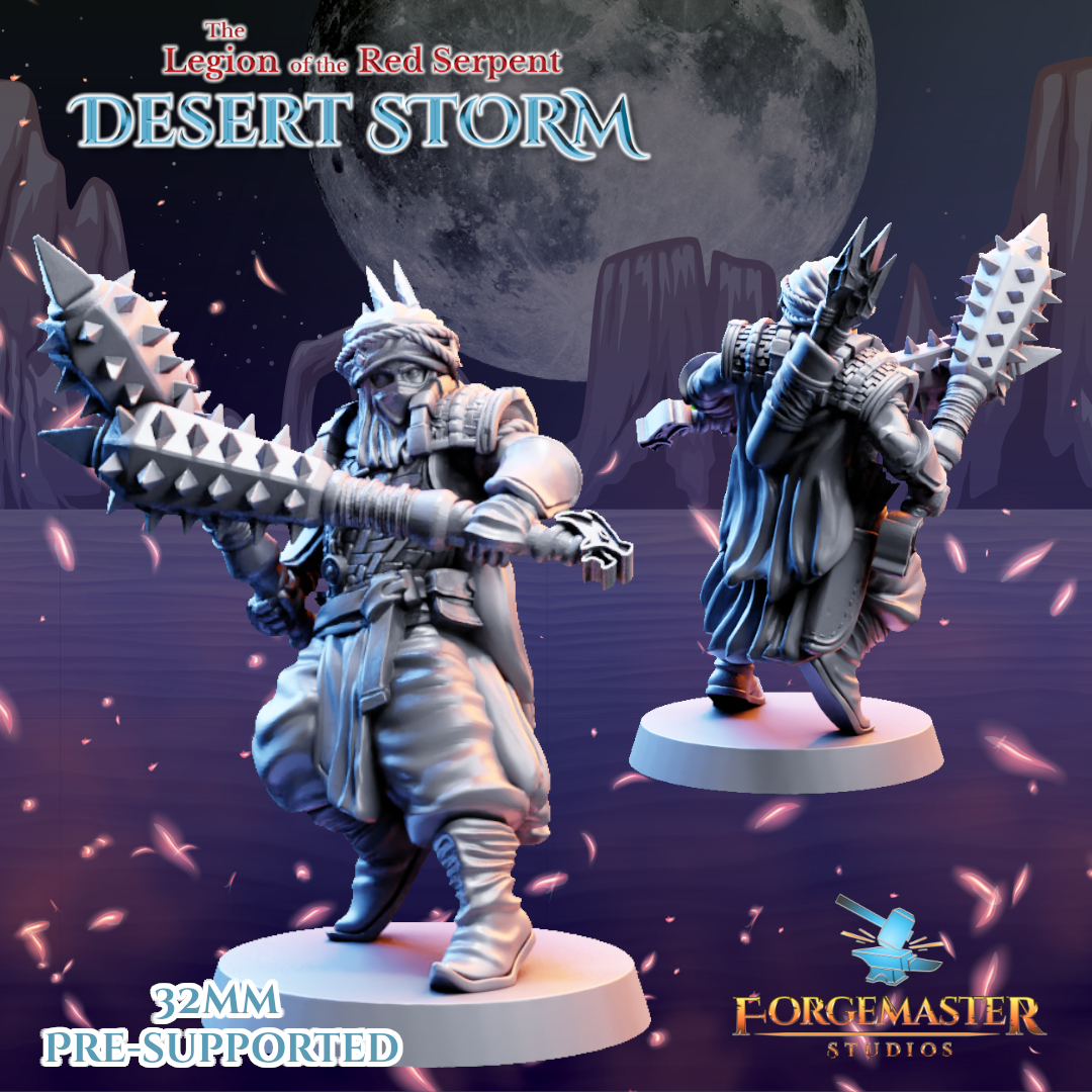 Desert Dual Mace Warriors - Desert Shadow Dual Mace Poses by Forgemaster Studios - Image 4