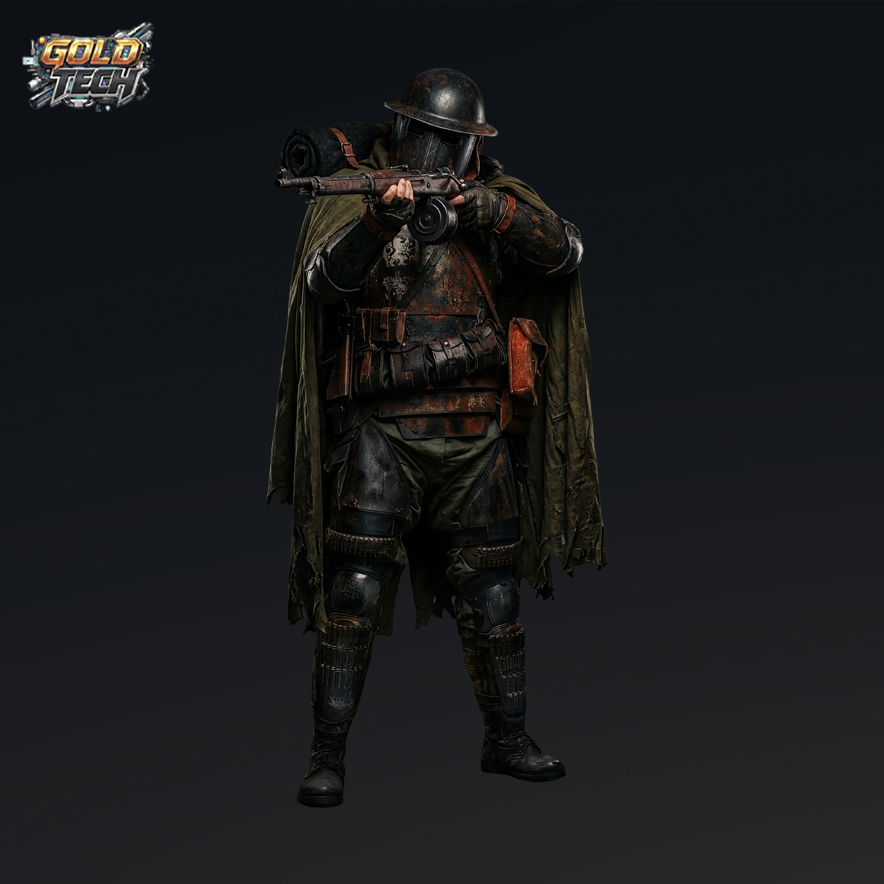 Assault Trooper Einmal - Dark Trench Mesa STL Miniature (120mm & 32mm) by GoldTech - Image 3