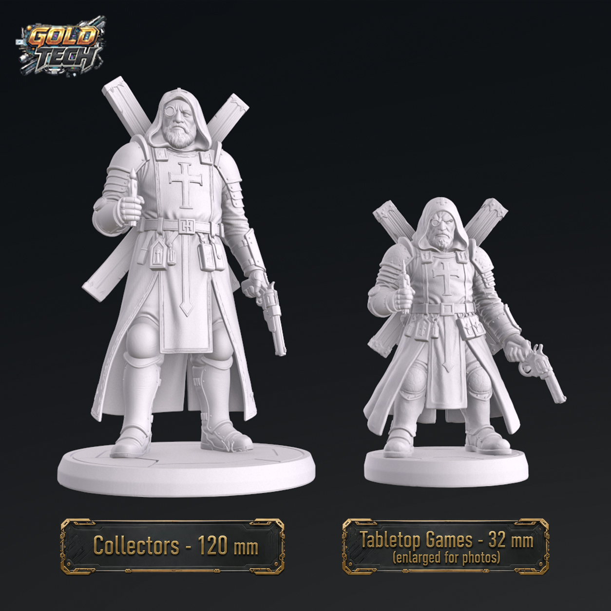 Saint Loss - Dark Trench Mesa Holy Warrior STL (120mm & 32mm) by GoldTech - Image 2