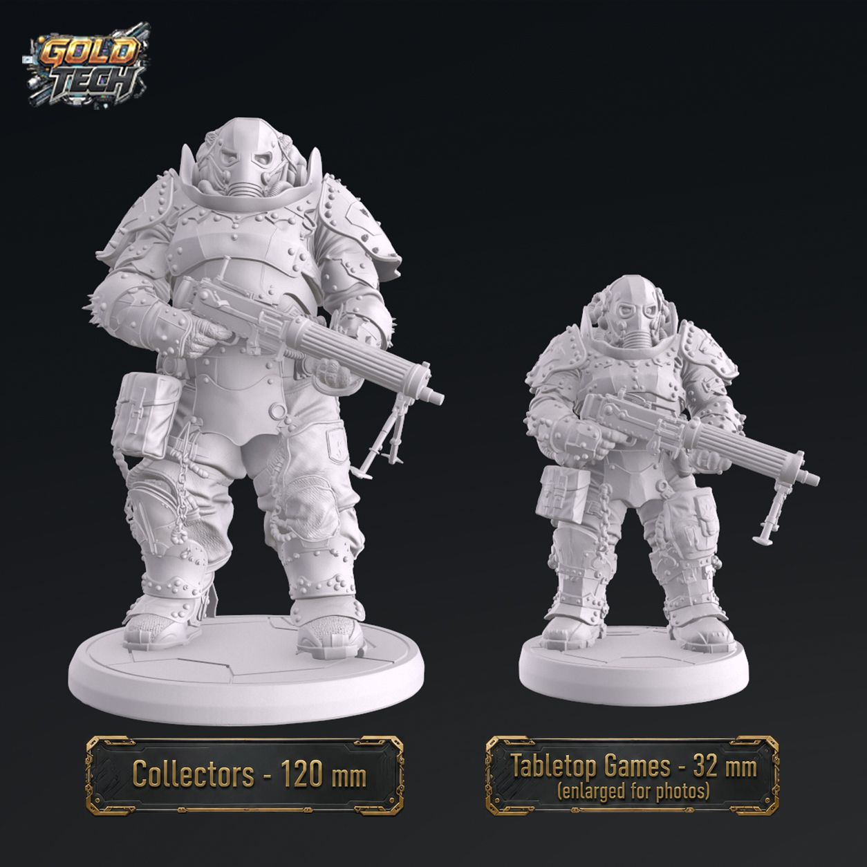 Heavy Ironbull - Dark Trench Mesa Heavy Gunner STL (120mm & 32mm) by GoldTech - Image 2