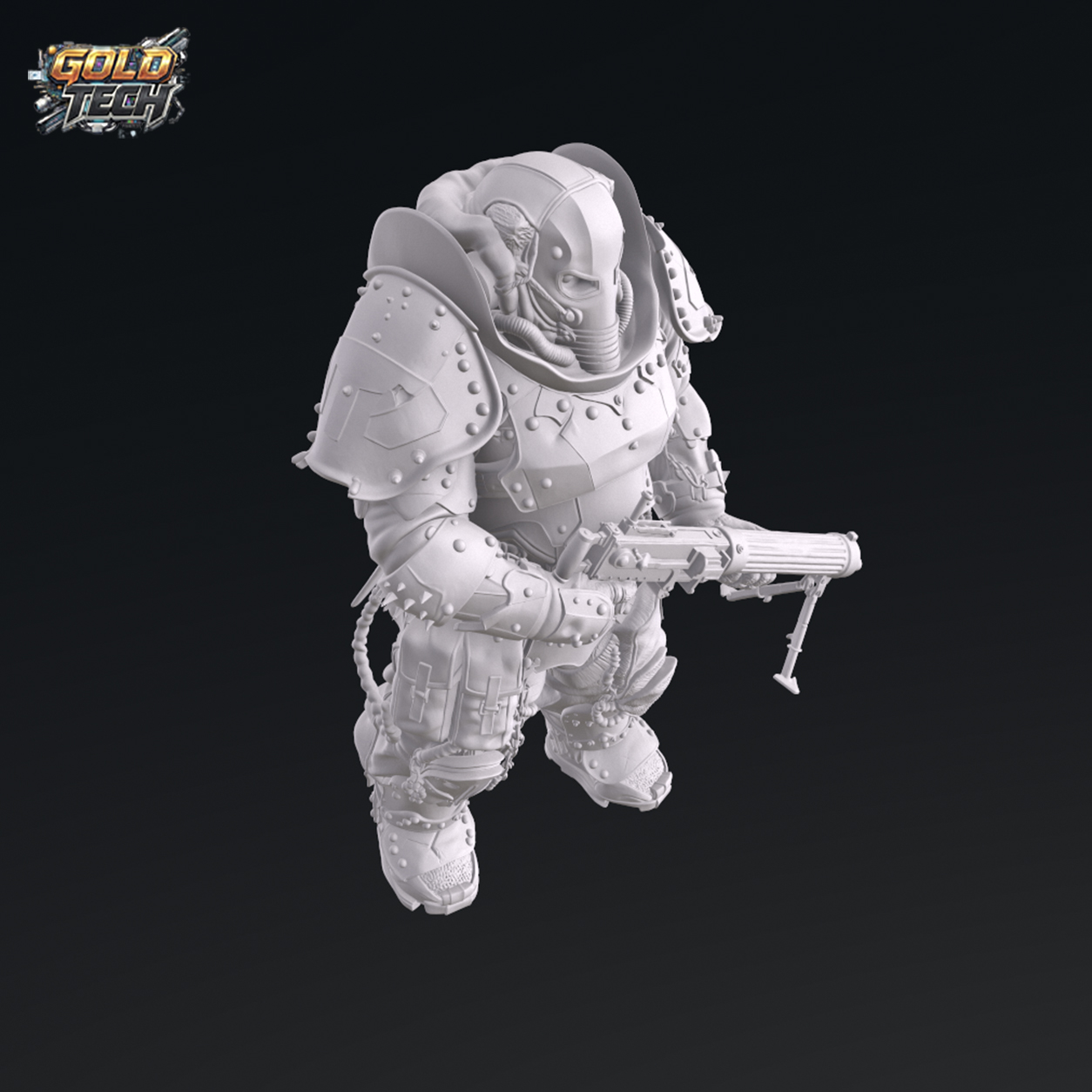 Heavy Ironbull - Dark Trench Mesa Heavy Gunner STL (120mm & 32mm) by GoldTech - Image 4