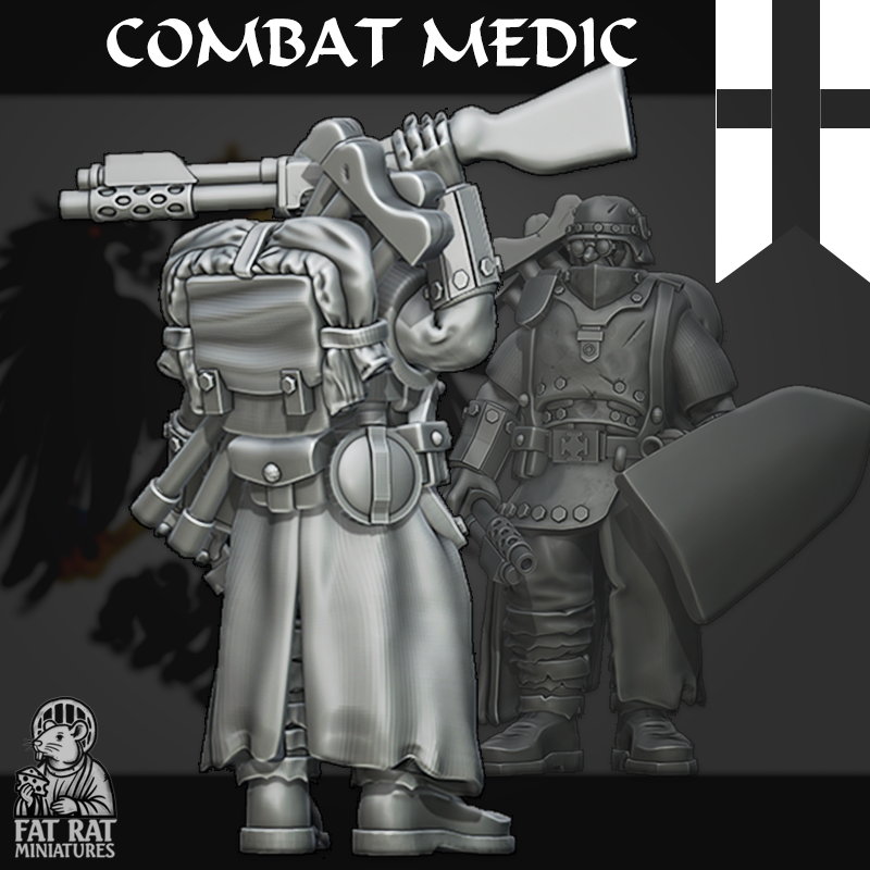 TRENCH COMBAT MEDIC with shield CUSTOMISABLE by Fat Rat Minitures - Image 2