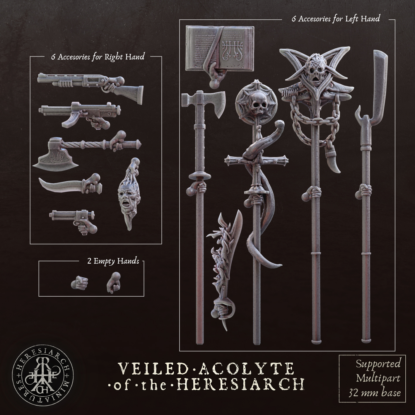 Veiled Acolyte of the Heresiarch by HeresiarchMiniatures, is a proxy for Heretic Priest, in Heretic Legion.