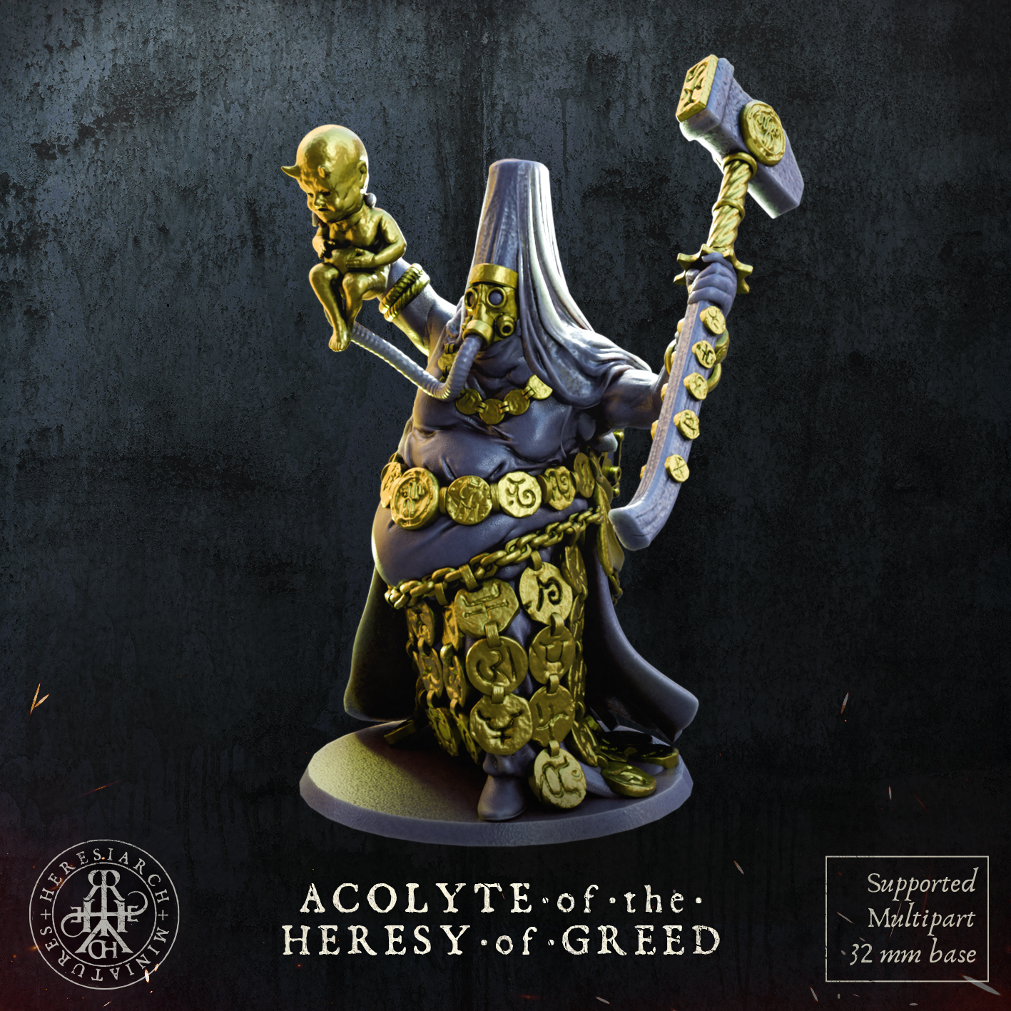 Acolyte of the Heresy of Greed by HeresiarchMiniatures, is a proxy for Heretic Priest of Mammon, in Heretic Legion.