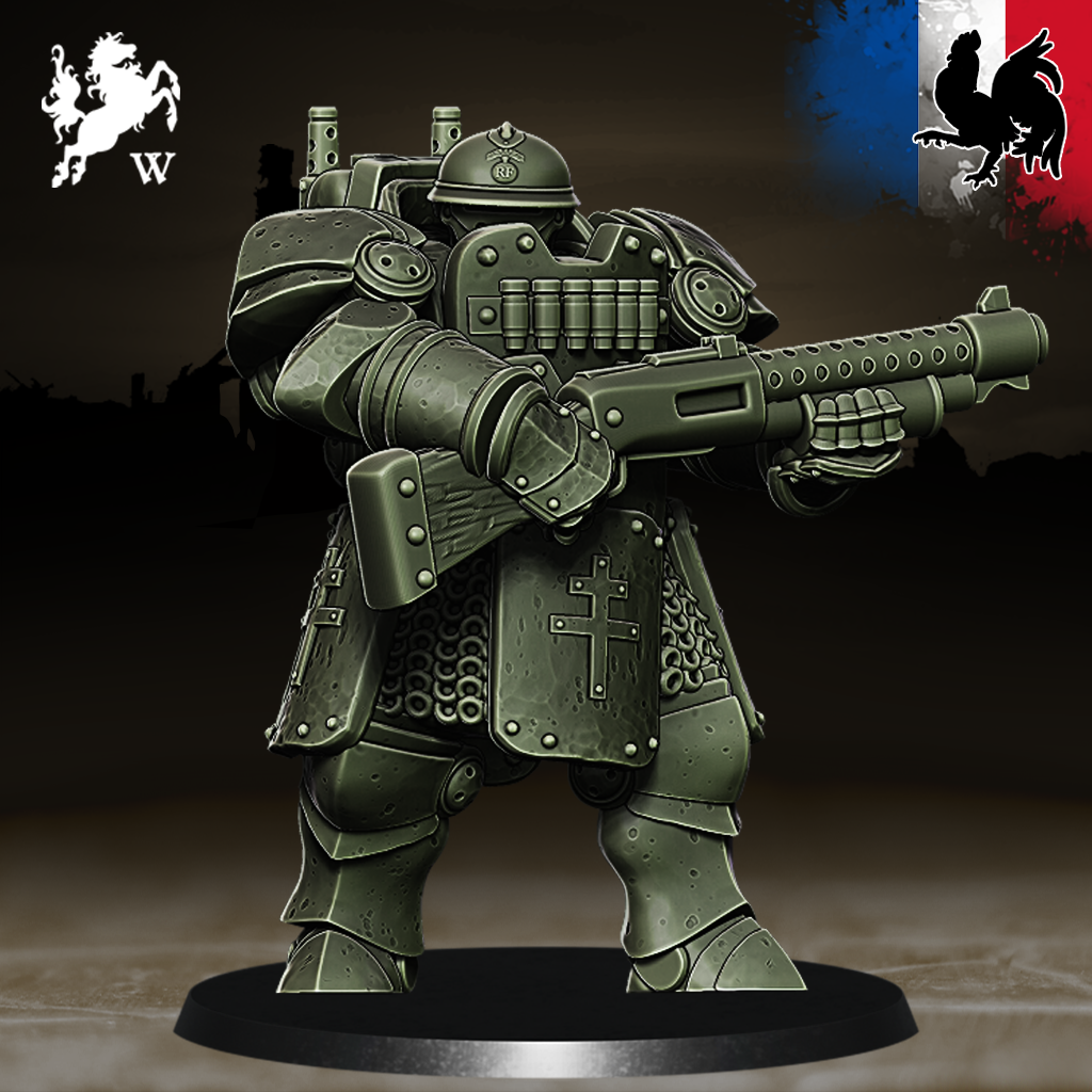 French - HMI avec Shotgun by Westfalia Miniatures, is a proxy for Mechanised Heavy Infantry, in The Principality of New Antioch.