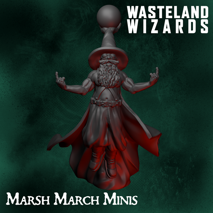 Wasteland Wizards Senior Magus [Pre-Supported] by MarshMarchMinis, is a proxy for Heretic Priest, in Heretic Legion.