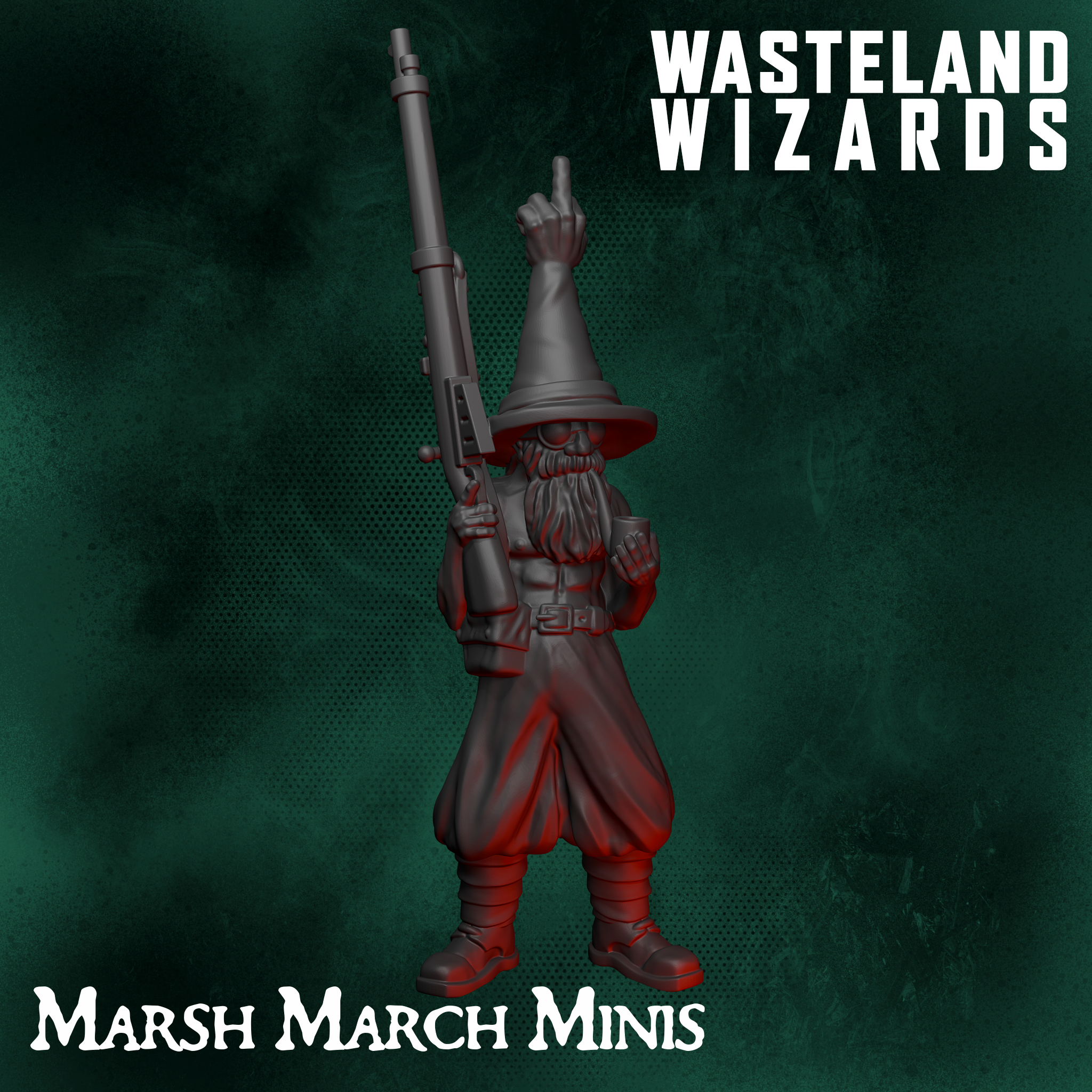 Wasteland Wizards Sniper Seer [Pre-Supported] by MarshMarchMinis, is a proxy for Heretic Priest, in Heretic Legion.